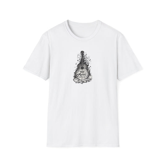 Acoustic Guitar Musical Notes Ink Splash T-Shirt