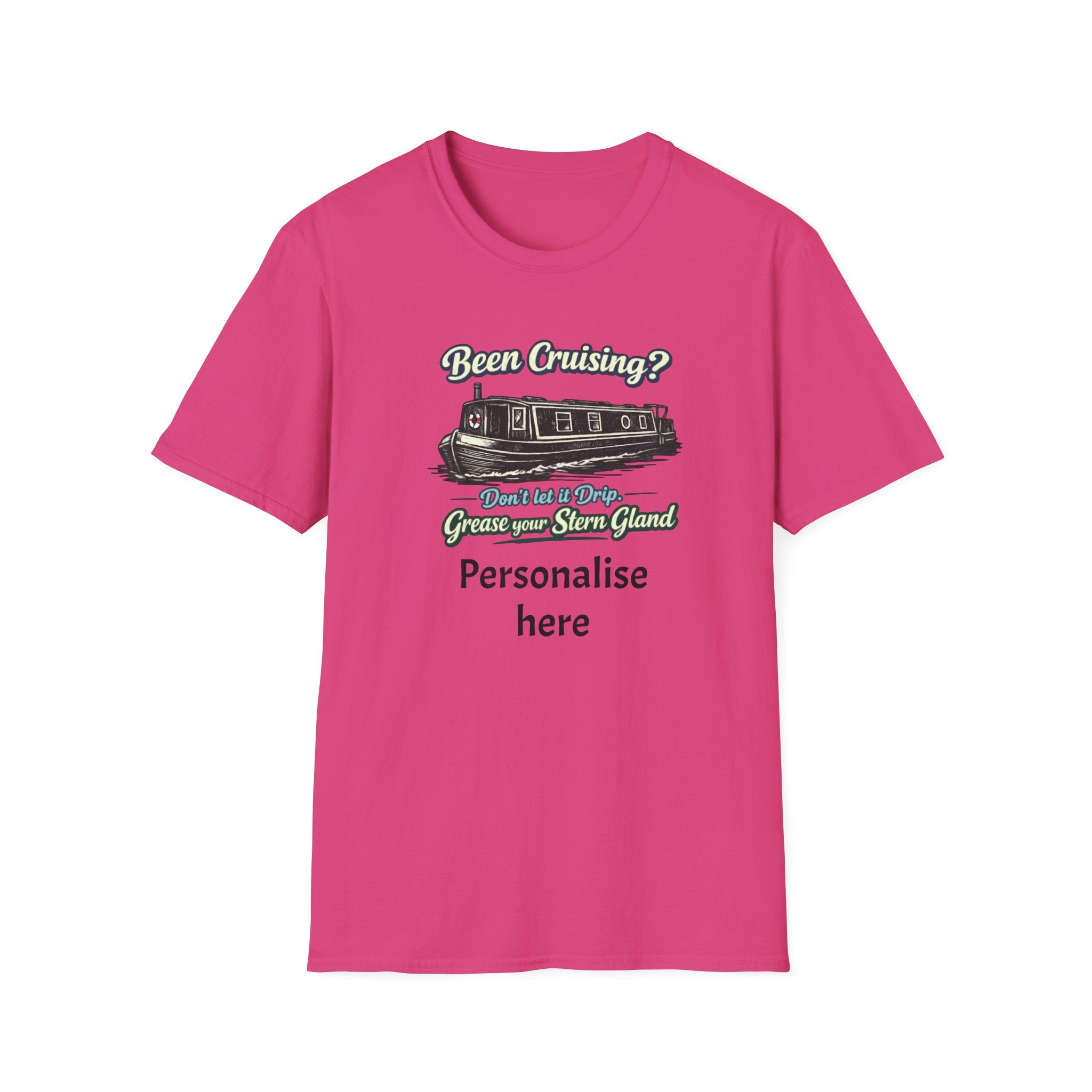 Personalised Canal Boating T-Shirt – “Grease Your Stern Gland” Funny Narrowboat Tee Printify
