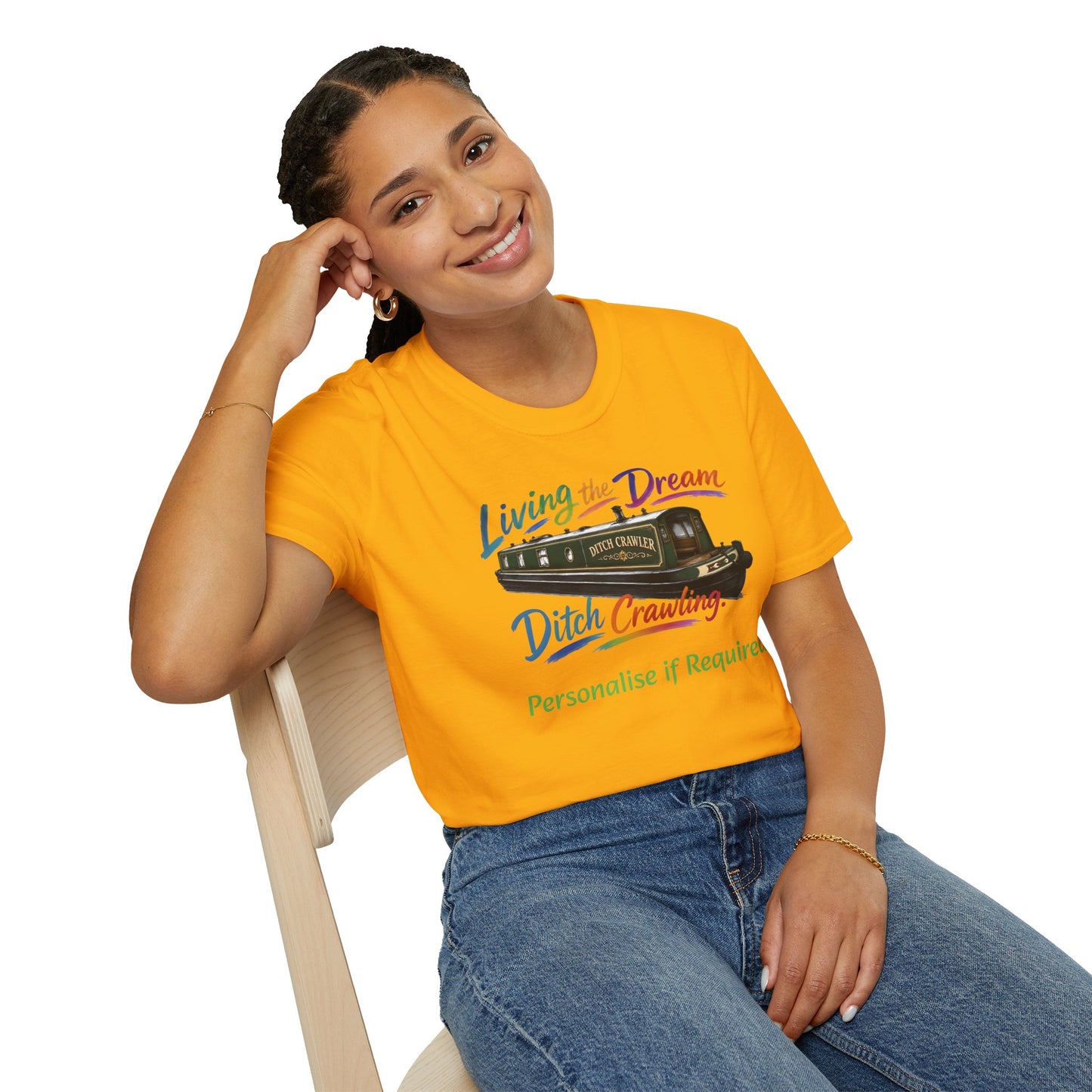 Living the Dream — Ditch Crawling Narrowboat T-Shirt Personalise Option Printify