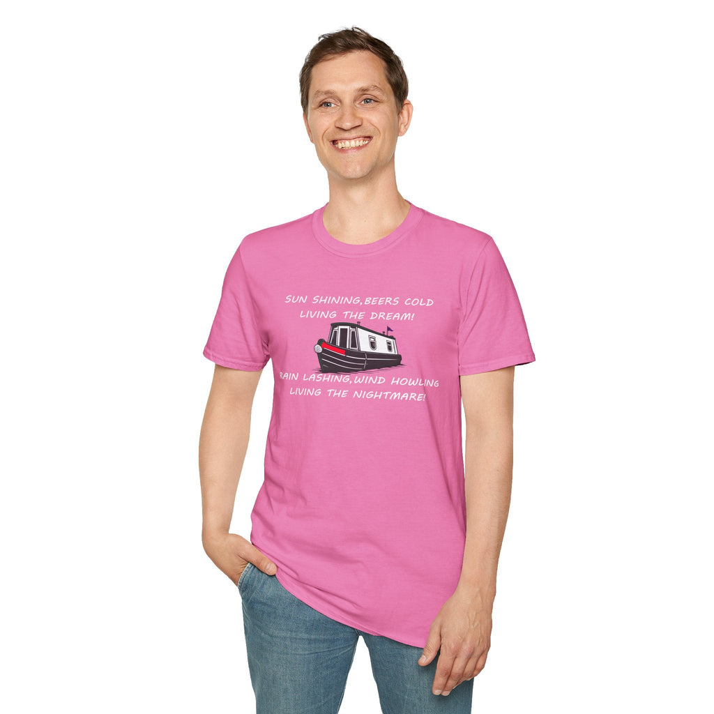 English Canal Narrow Boat Living the Dream Living the Nightmare funny T Shirt Printify