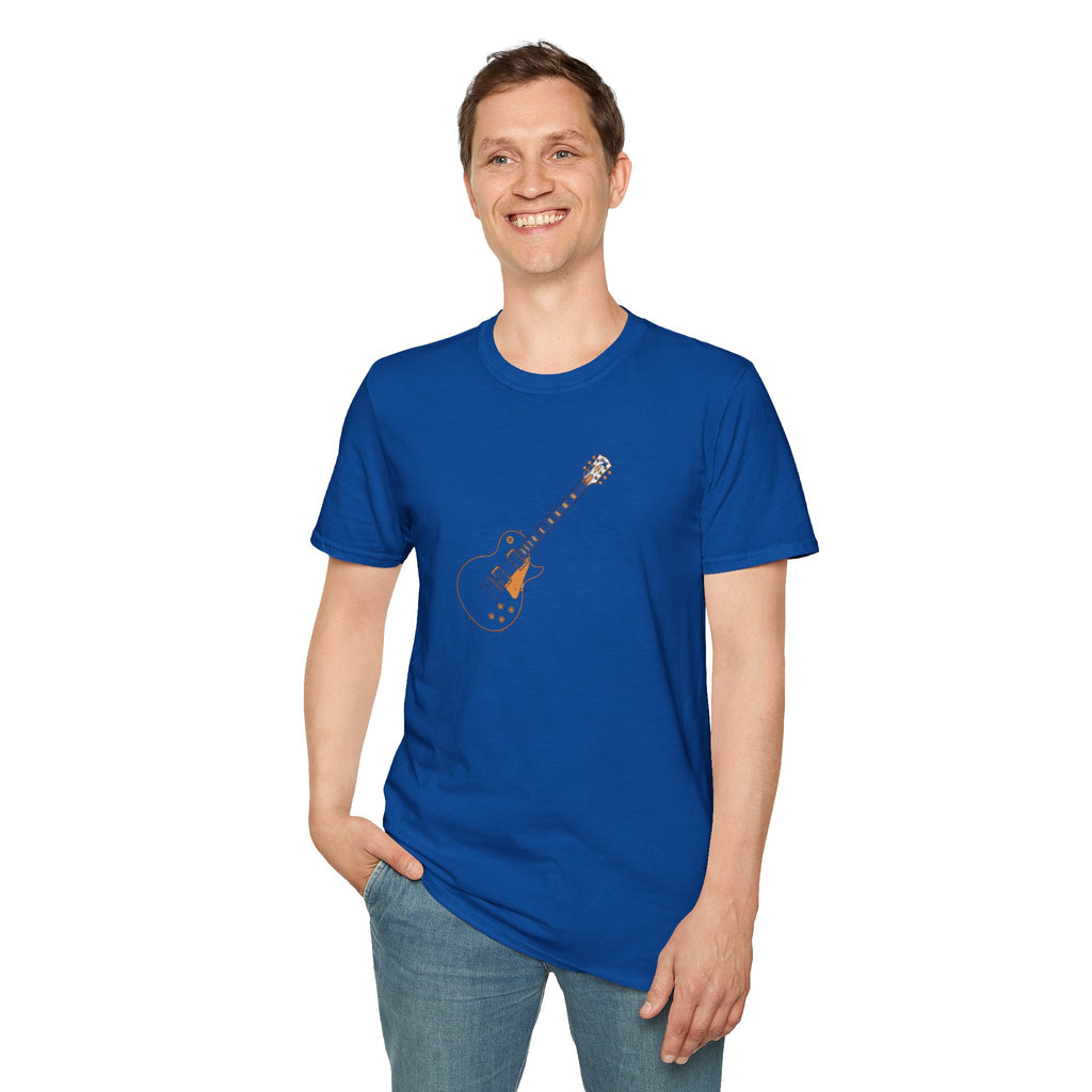 White Electric Guitar T-Shirt — Minimalist Music Tee for Guitarists & Fans