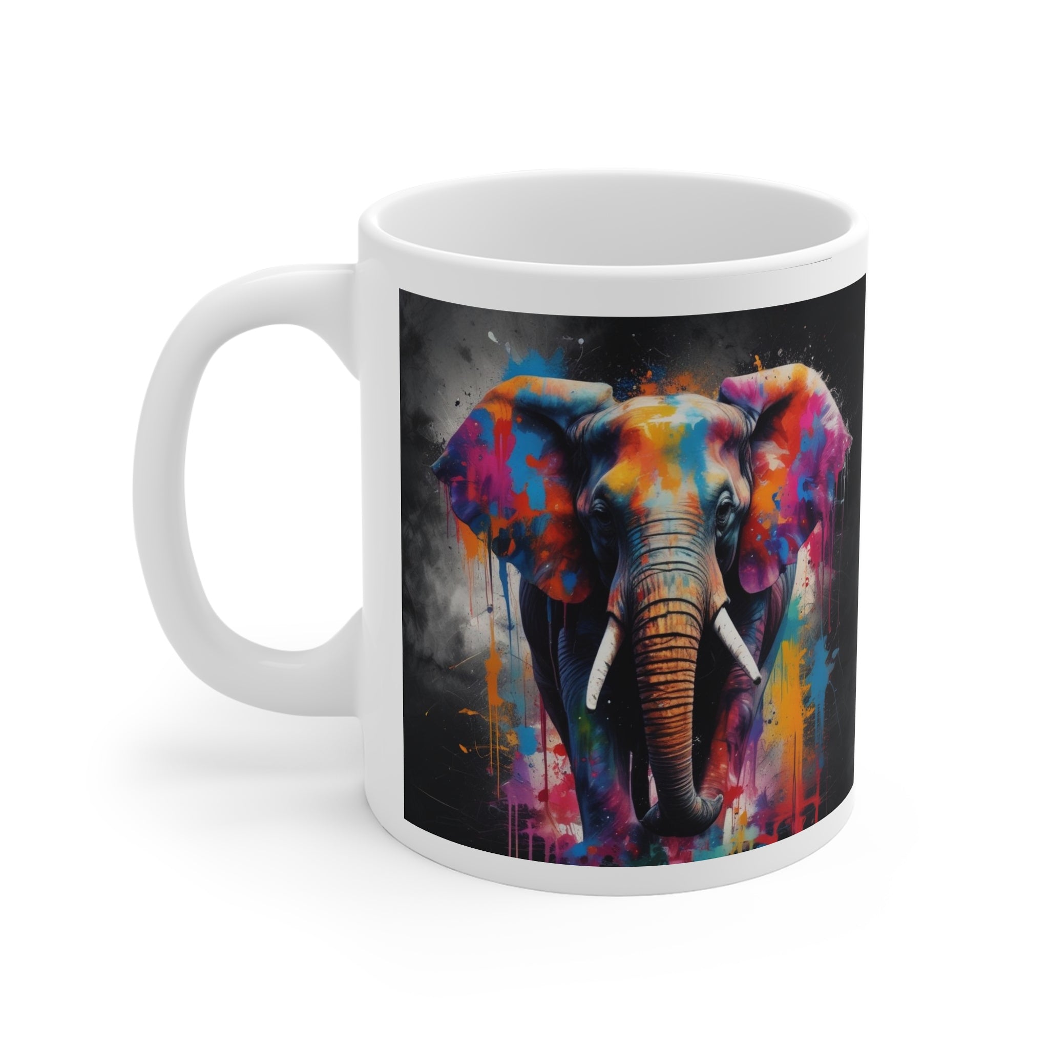 Elephant Art Mug — Colorful Watercolor Elephant Coffee Cup Printify