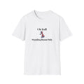 White t shirt with a bold UK outline packed tight in Union Jack colours, text reads UK full, standing room only