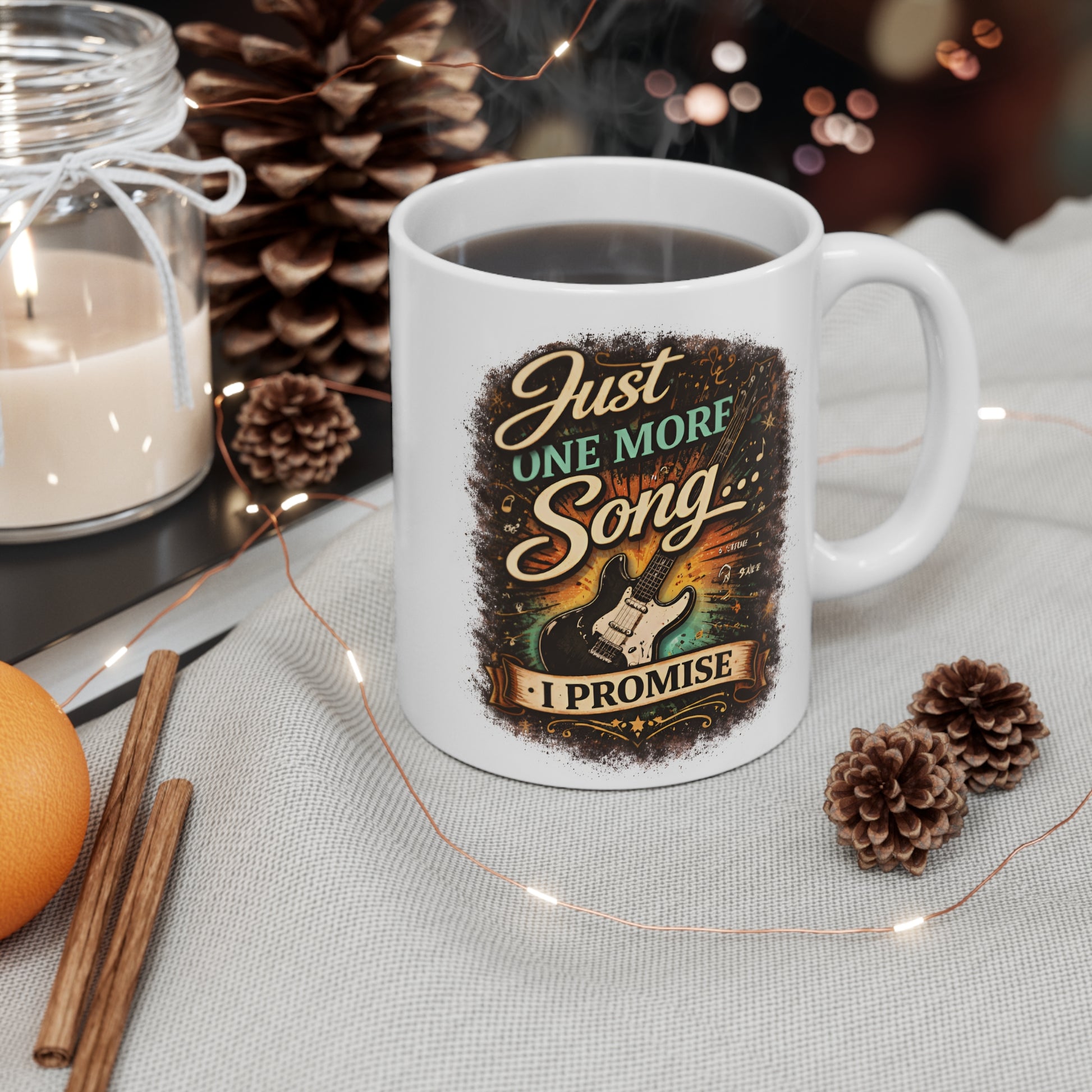 Just One More Song I Promise Mug | Funny Guitar Player Coffee Mug | Musician Gift | Fat Boris Printify