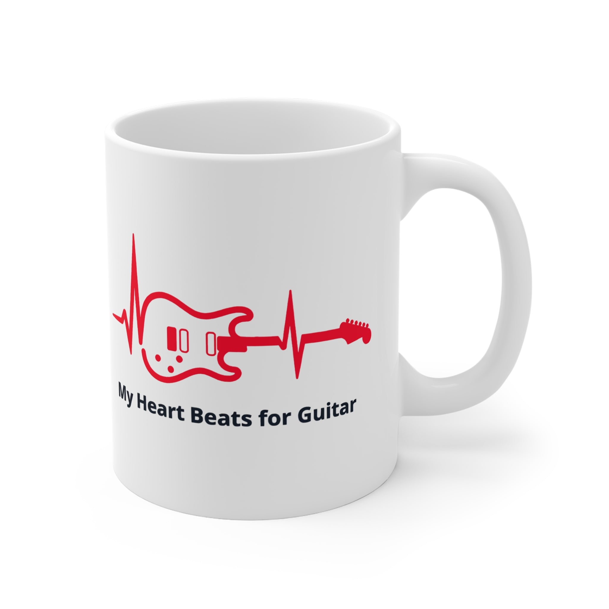 My Heart Beats for Guitar Mug – Electric Guitar Heartbeat 11oz Coffee Cup 