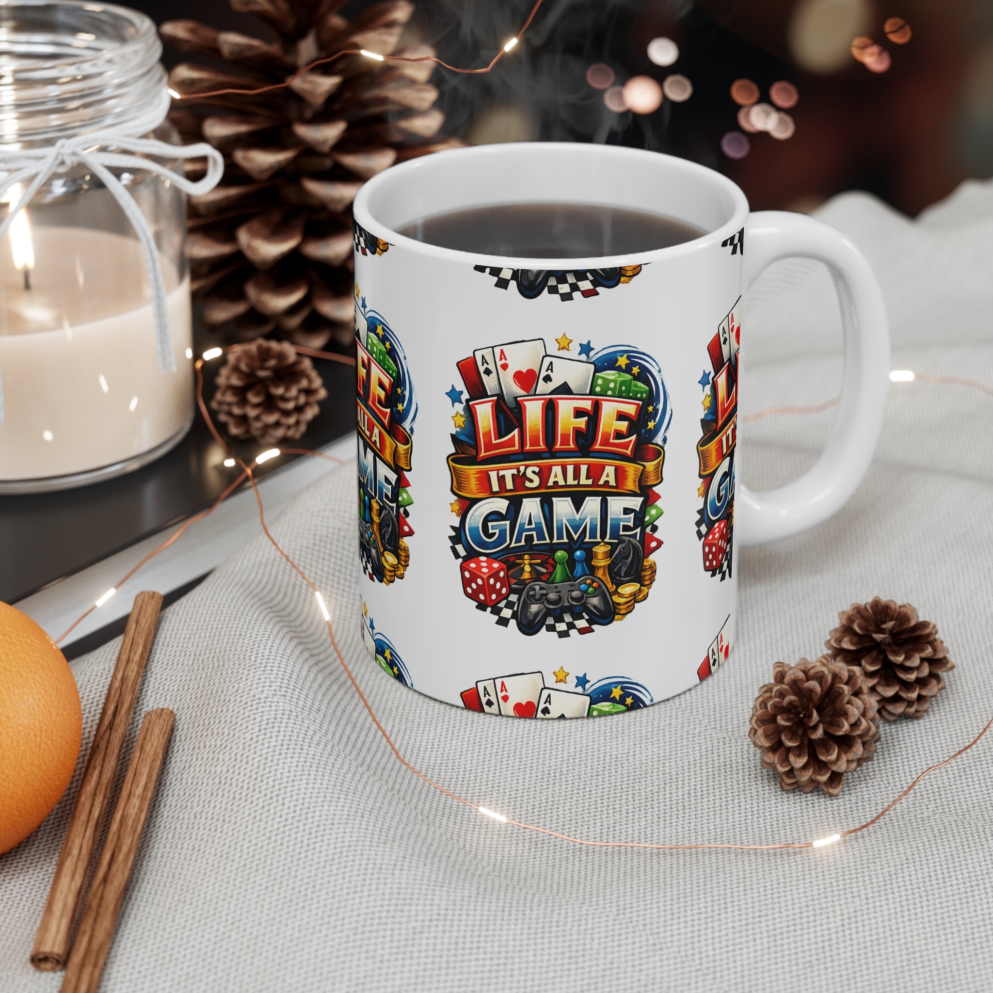 Life It's All a Game Mug — Colorful Gaming Quote Coffee Cup Printify