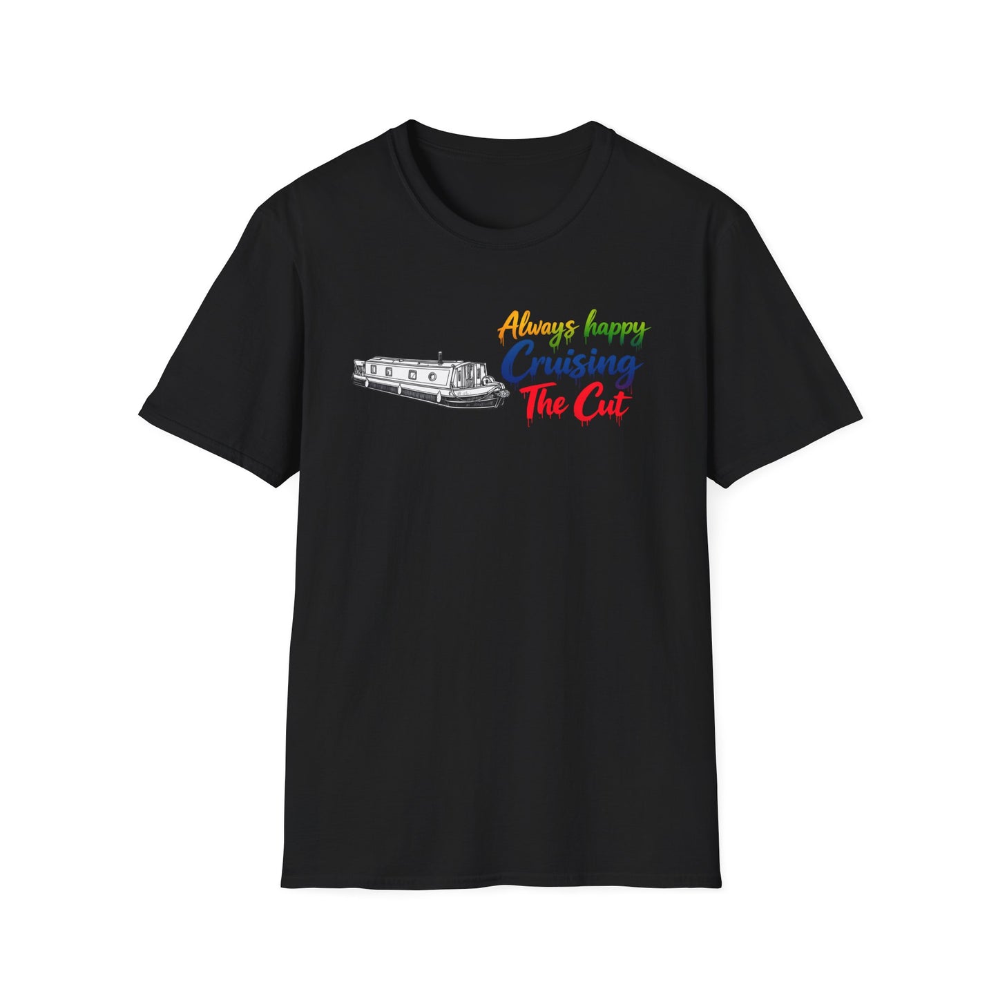 Cruising The Cut Boat T-Shirt — "Always Happy Cruising The Cut" Canal Boating Tee