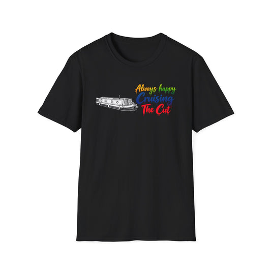Cruising The Cut Boat T-Shirt — "Always Happy Cruising The Cut" Canal Boating Tee