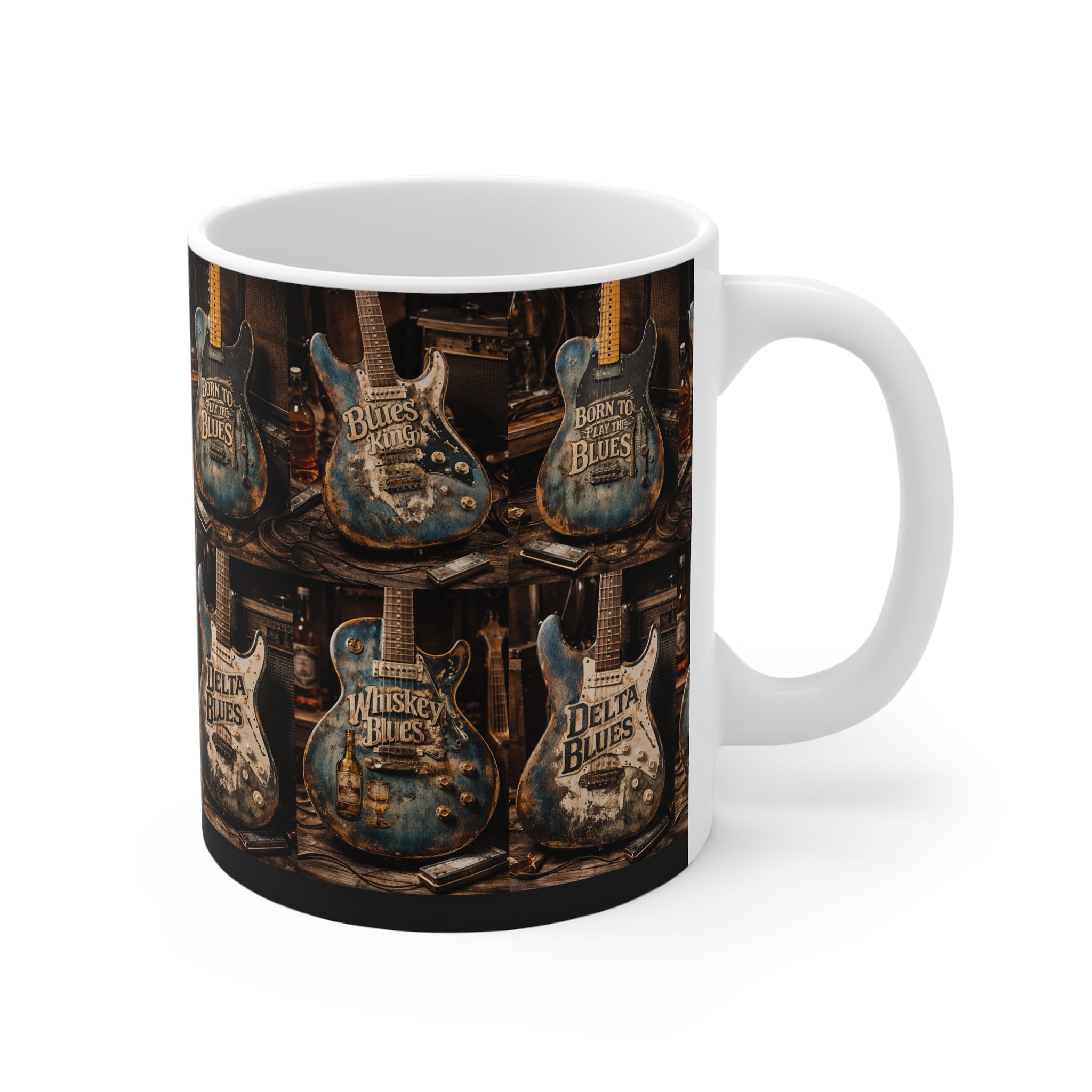 Fat Boris “Blues King” Guitar Coffee Mug – Vintage Blues Guitar Art Mug 