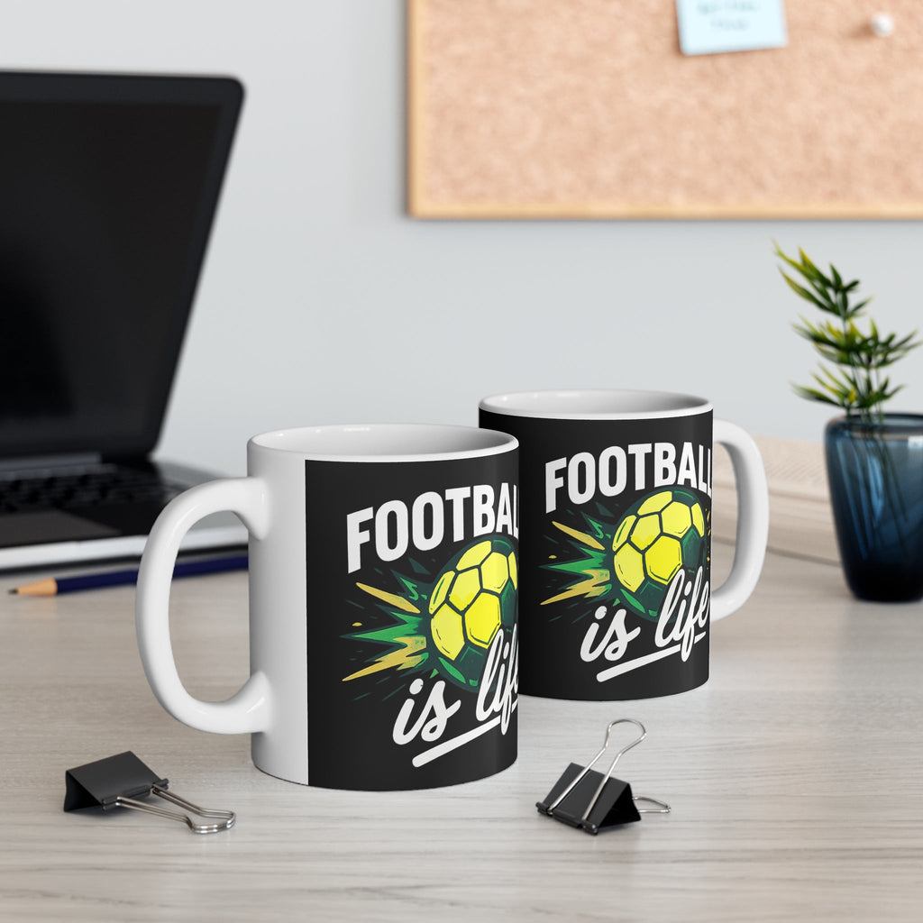 Football Is Life 11oz Mug — Soccer Fan Coffee Cup, Gift for Players & Supporters Printify