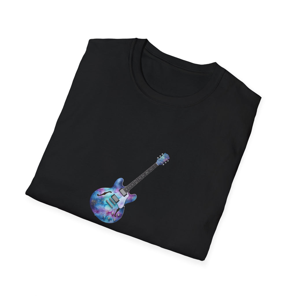  "Galactic Groove" tee, featuring a mesmerizing cosmic watercolour design. 