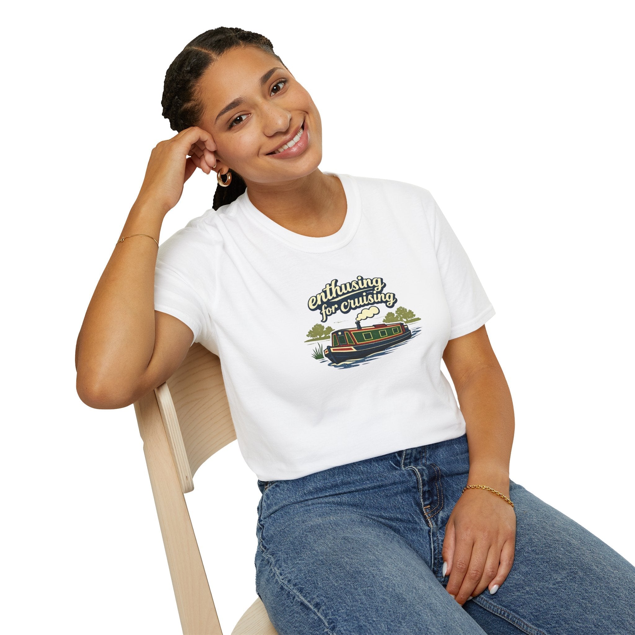 Cruising Canal Boat T-Shirt — Enthusing for Cruising Vintage Canal Narrowboat Tee Printify