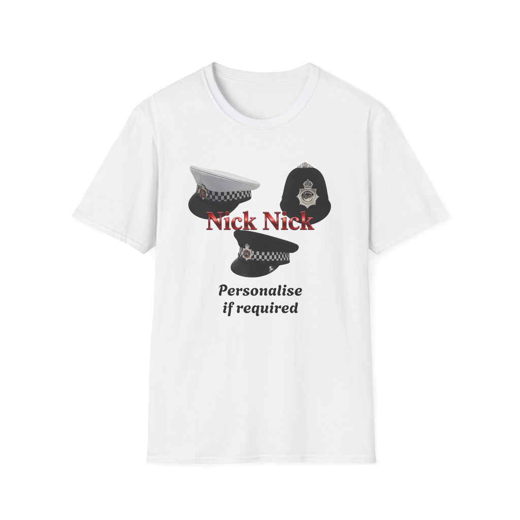 Nick Nick Police Hats T-Shirt – Hilarious UK Bobby & Peaked Cap Desig Printify