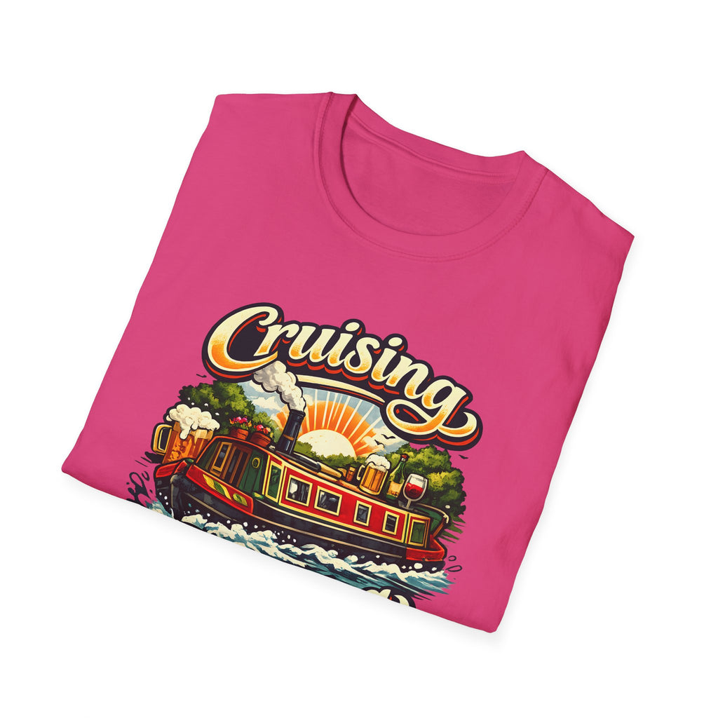 Pink t-shirt with 'Cruising' graphic design on a white background