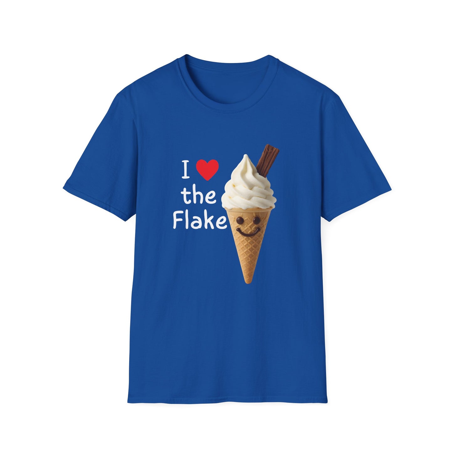I Love the Flake Whippy Ice Cream T-Shirt | Funny Soft Serve Cone with Cadbury Flake Design Printify