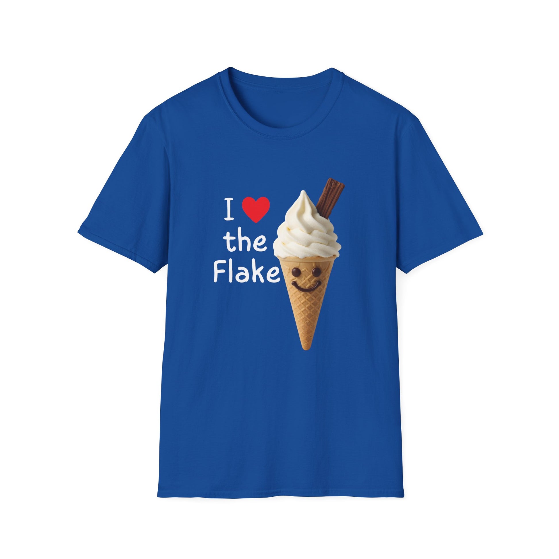 I Love the Flake Whippy Ice Cream T-Shirt | Funny Soft Serve Cone with Cadbury Flake Design Printify
