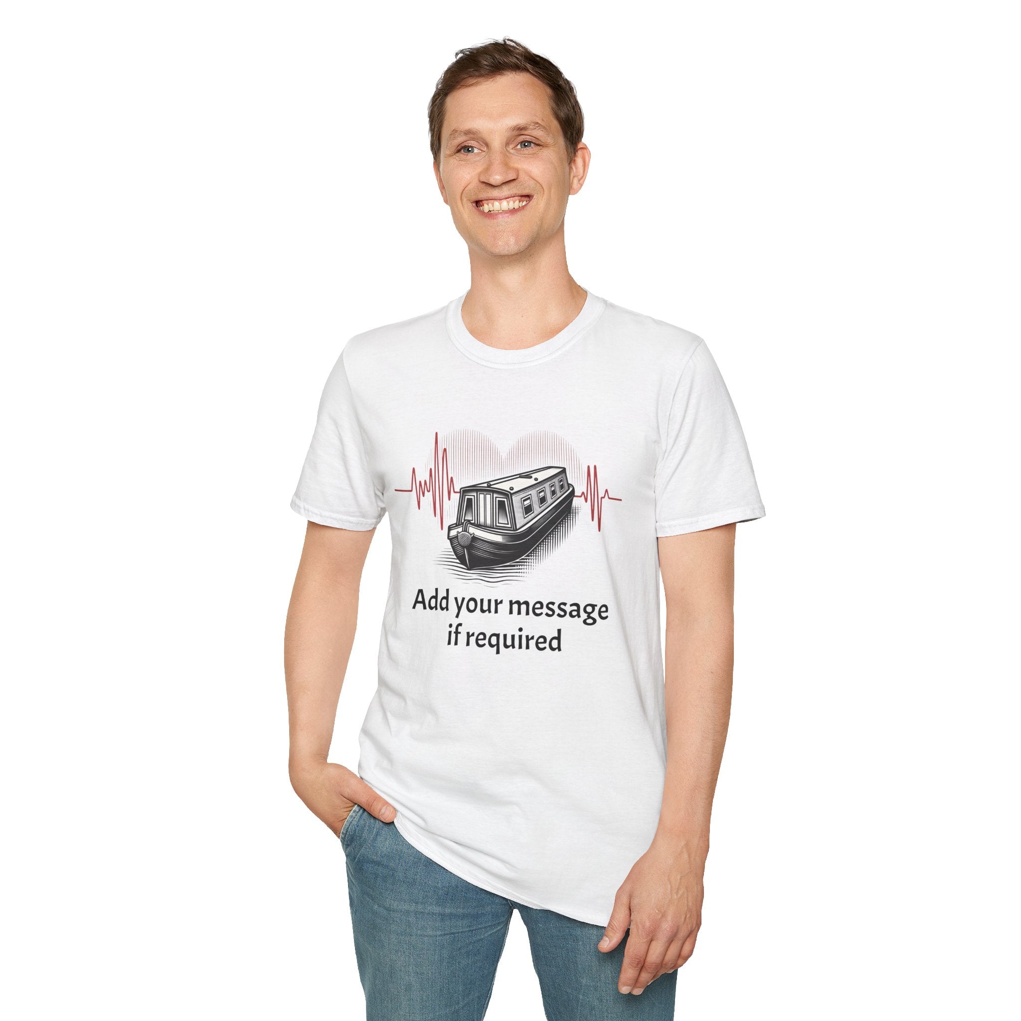 Heartbeat ECG Canal Narrowboat T-shirt - Customizable! Printify