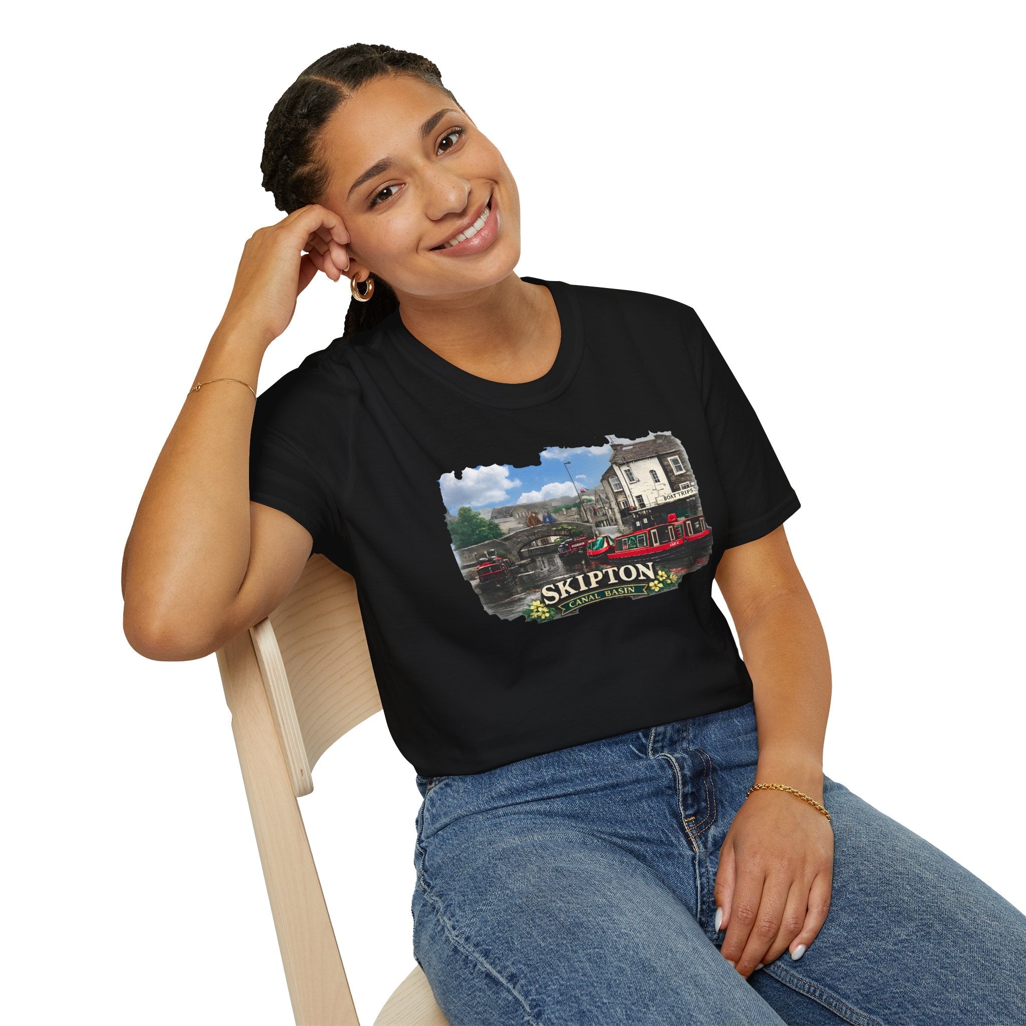Historic Skipton- Canal Basin-Scene T  shirt Yorkshires Most Picturesque Waterway Printify