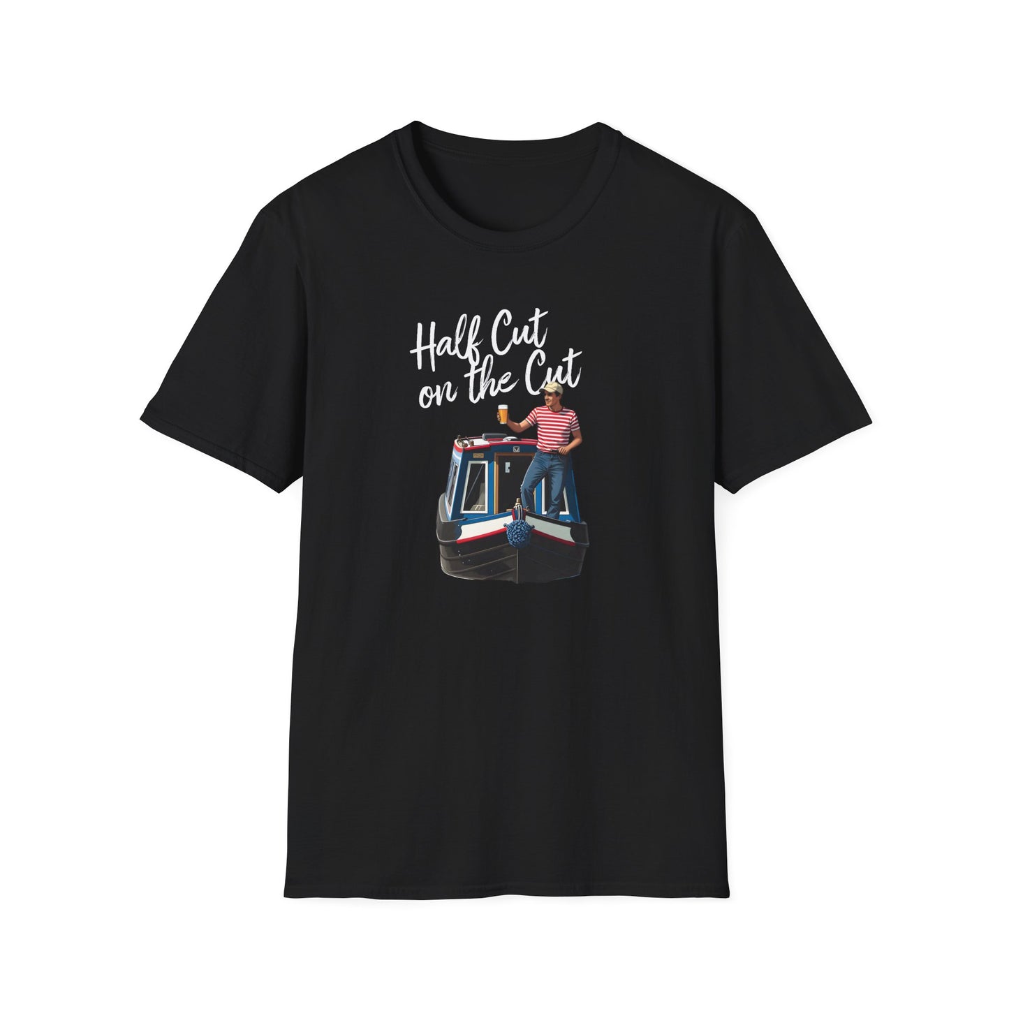 T-Shirt — “Half Cut on the Cut” Narrow boat Humour  Graphic Tee