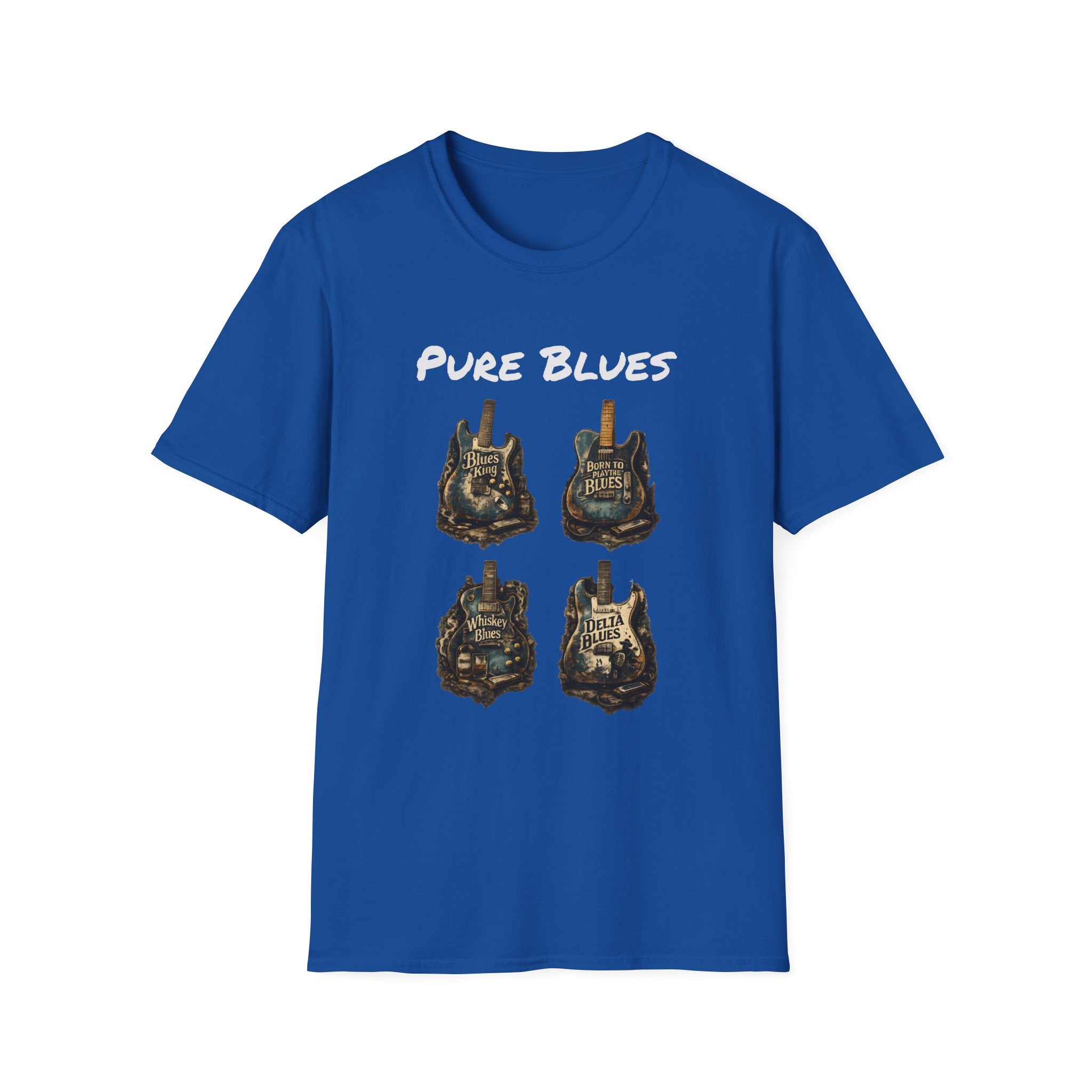 Pure Blues Guitar T‑Shirt — Vintage Rock Hand Sign Tee Printify