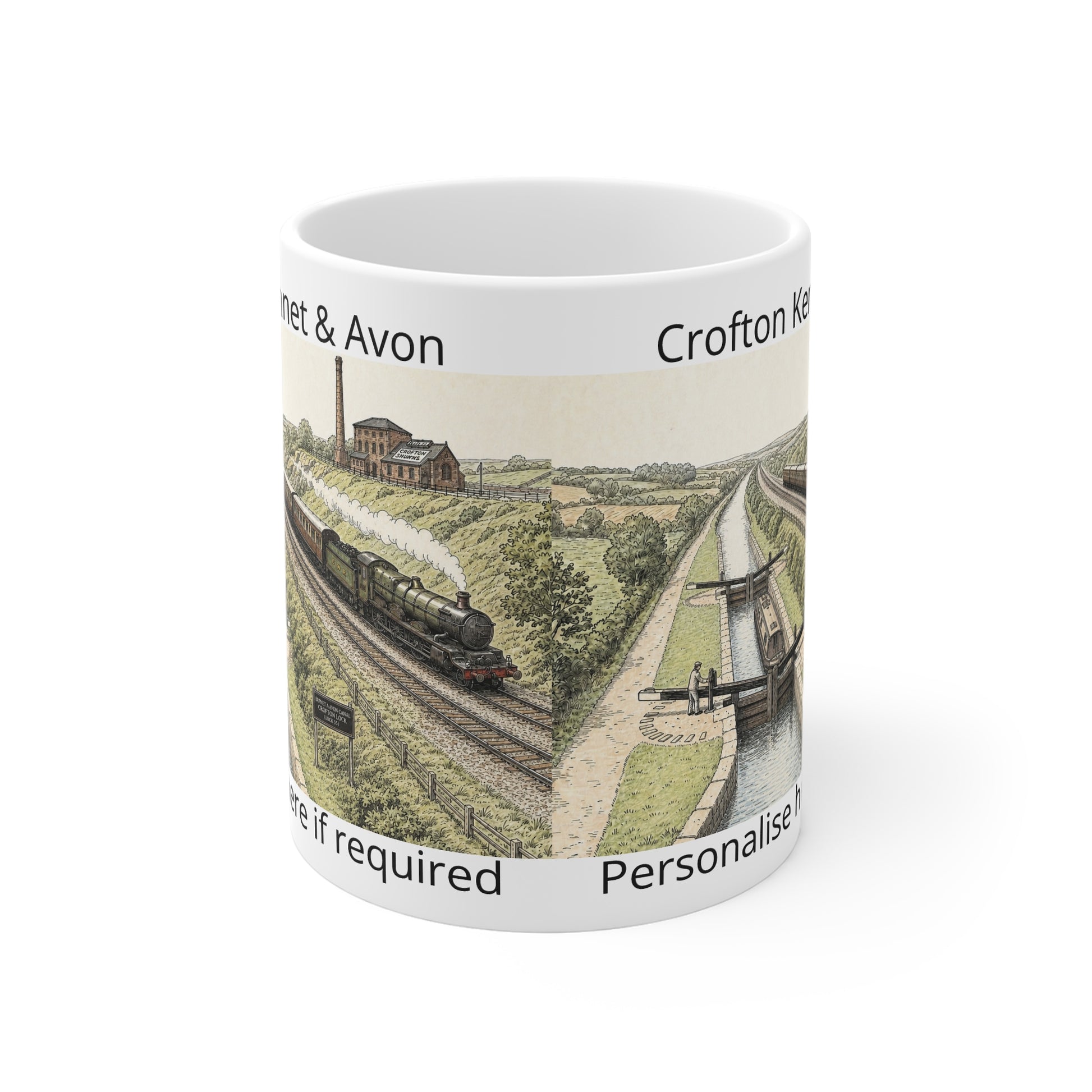 Personalised Crofton Kennet & Avon Vintage Railway & Canal Mug | Nostalgic Train & Lockscape Coffee Cup | Fat Boris Canal Collection Printify