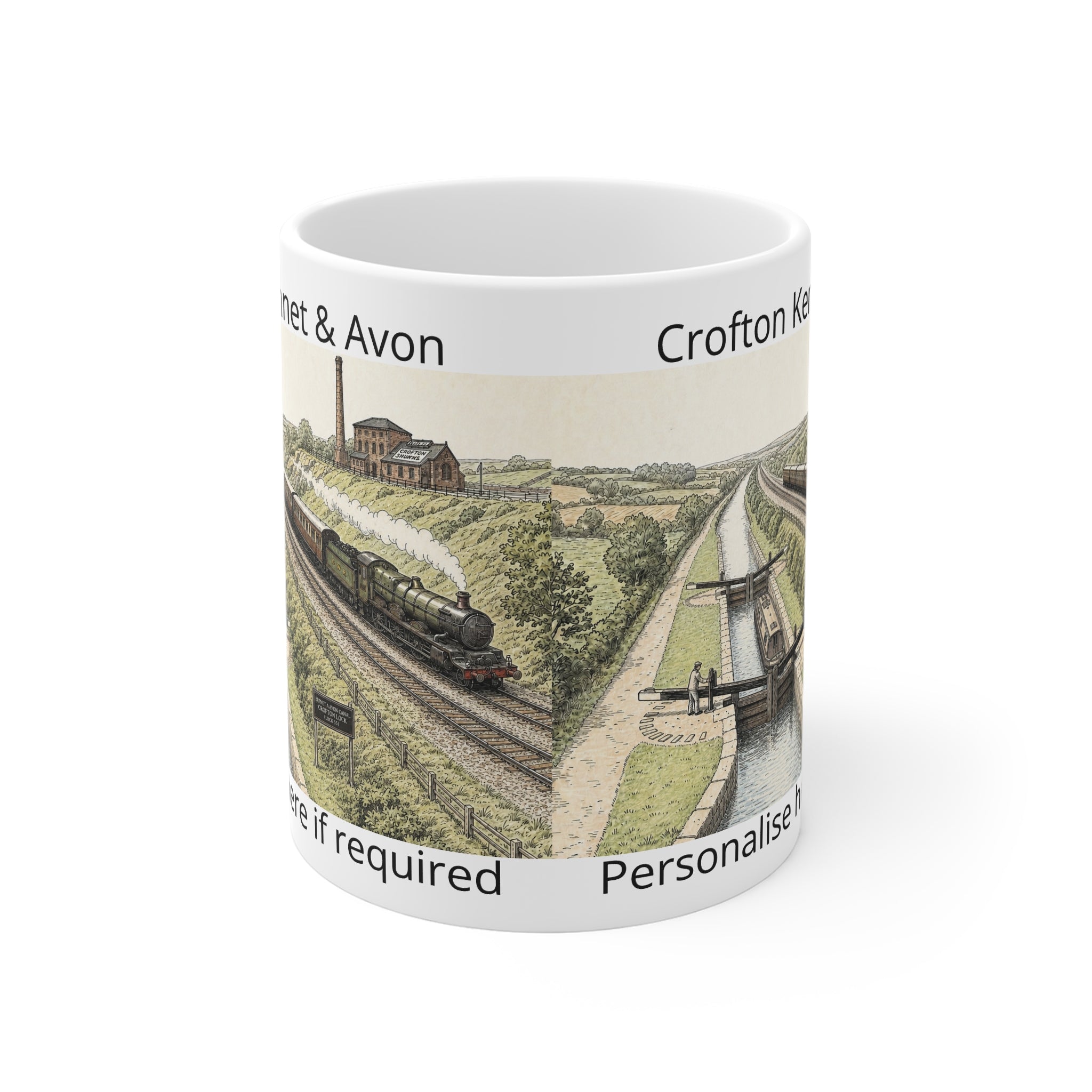 Personalised Crofton Kennet & Avon Vintage Railway & Canal Mug | Nostalgic Train & Lockscape Coffee Cup | Fat Boris Canal Collection Printify
