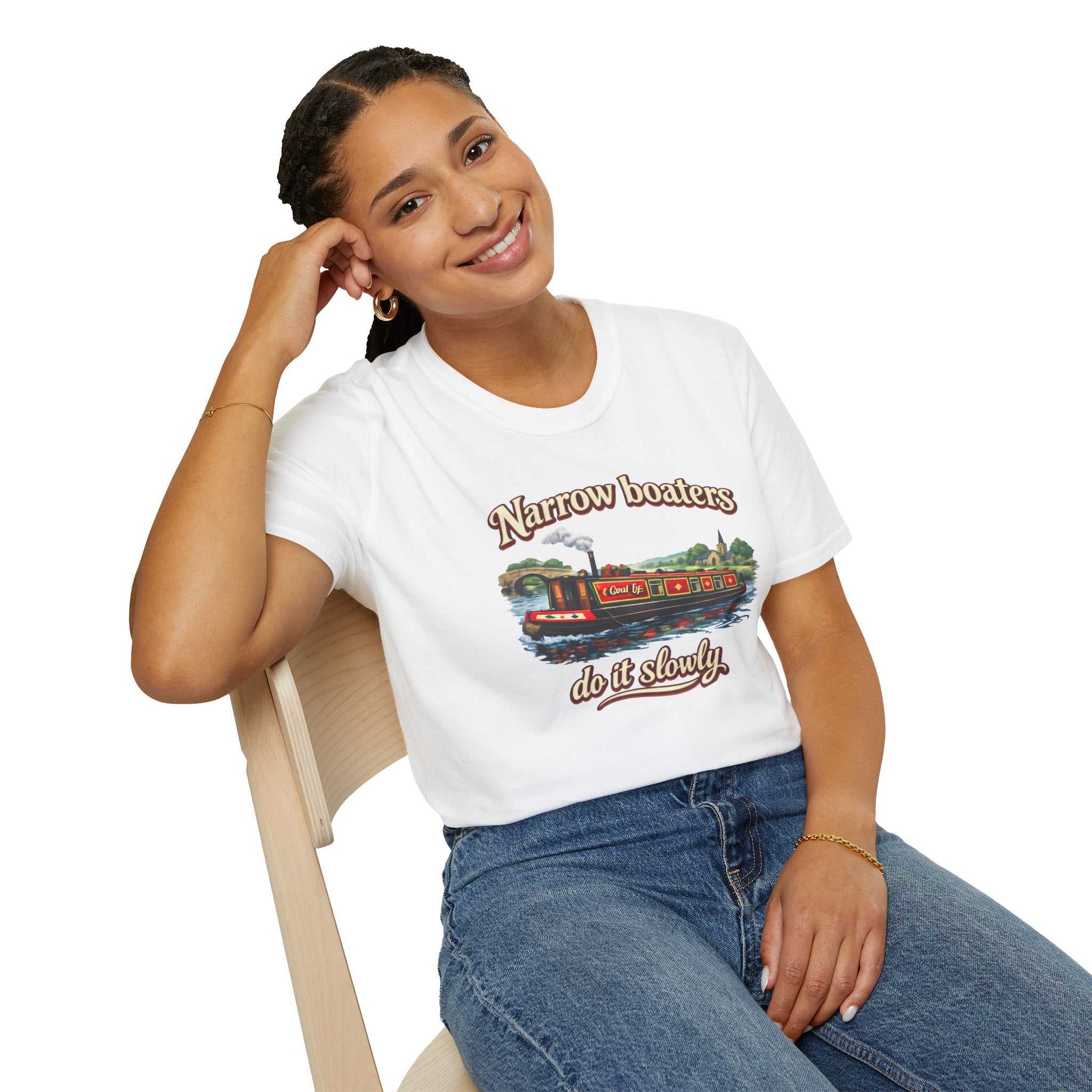 Narrow Boaters Do It Slowly T-Shirt — Canal Boat Vintage Graphic Tee Printify