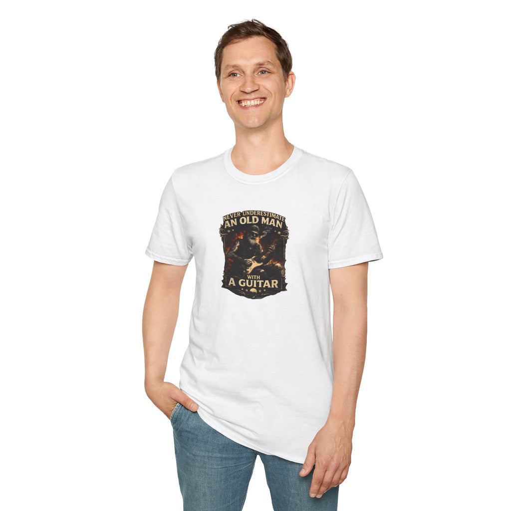 Never underestimate an old man with a guitar vintage rock guitarist t-shirt design