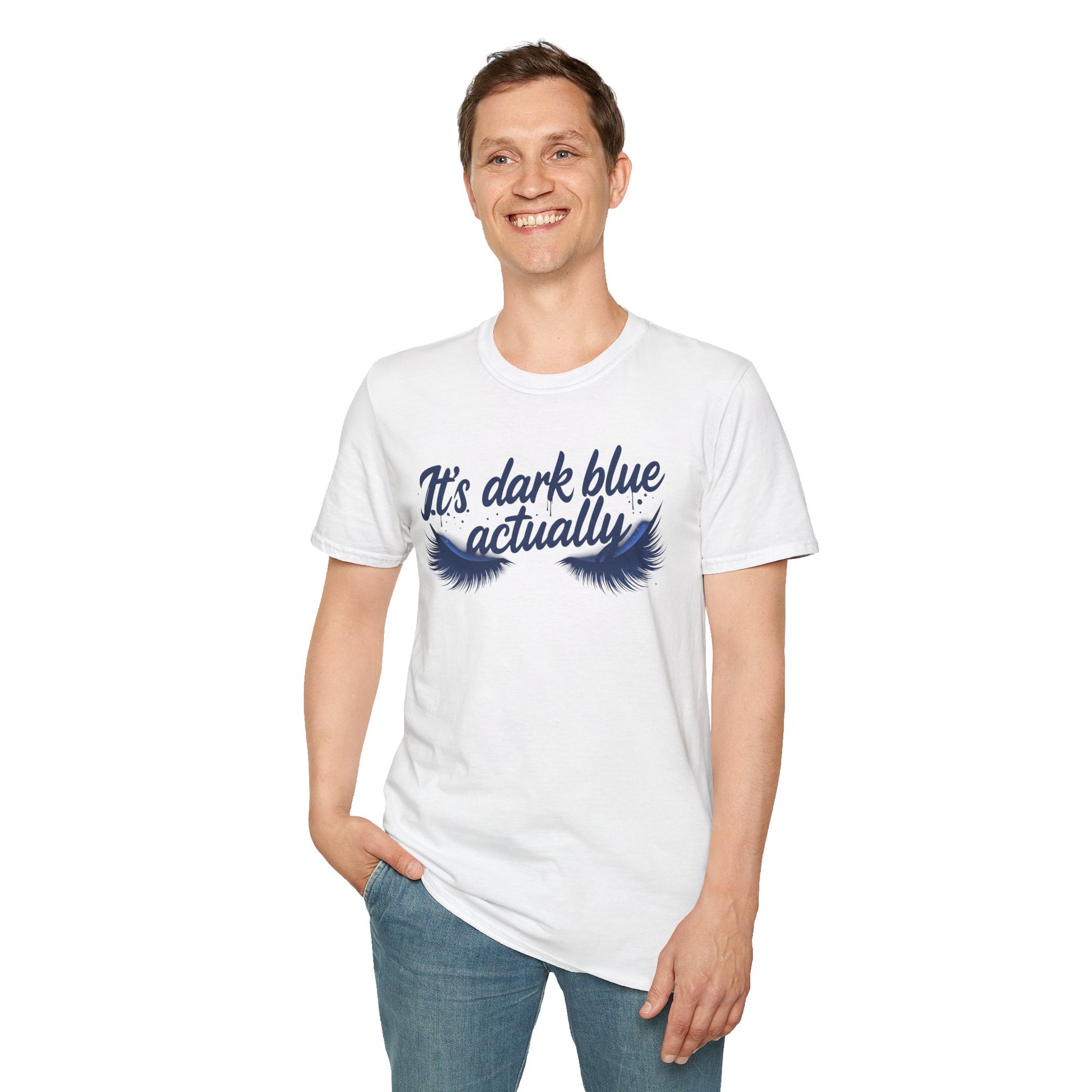 It’s Dark Blue Actually T-Shirt – Andy Burnham Eyelashes Reply to Kemi Badenoch Printify