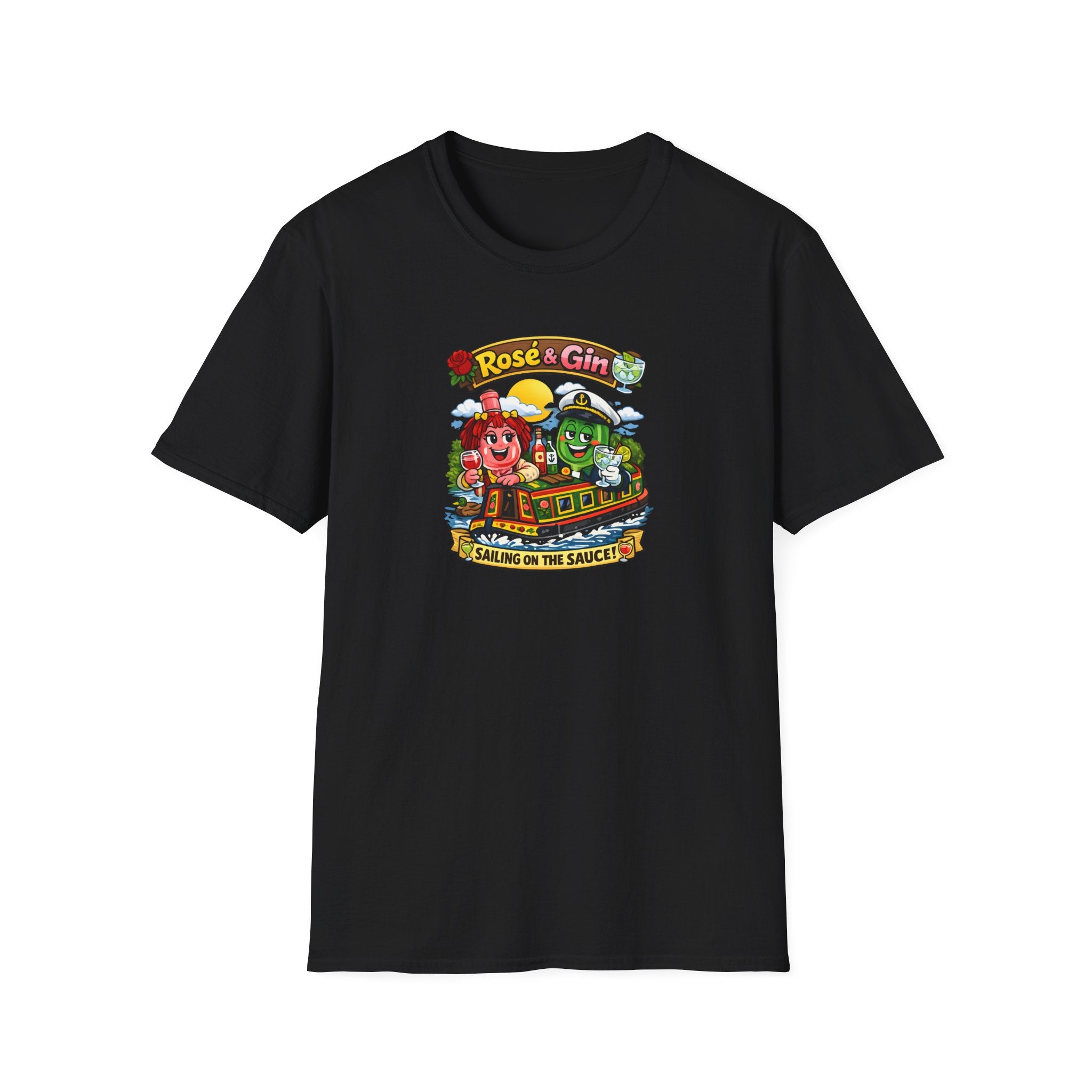 Rose & Gin 'Sailing on the Sauce' spoof Rosie and Jim TV Show Graphic T-Shirt