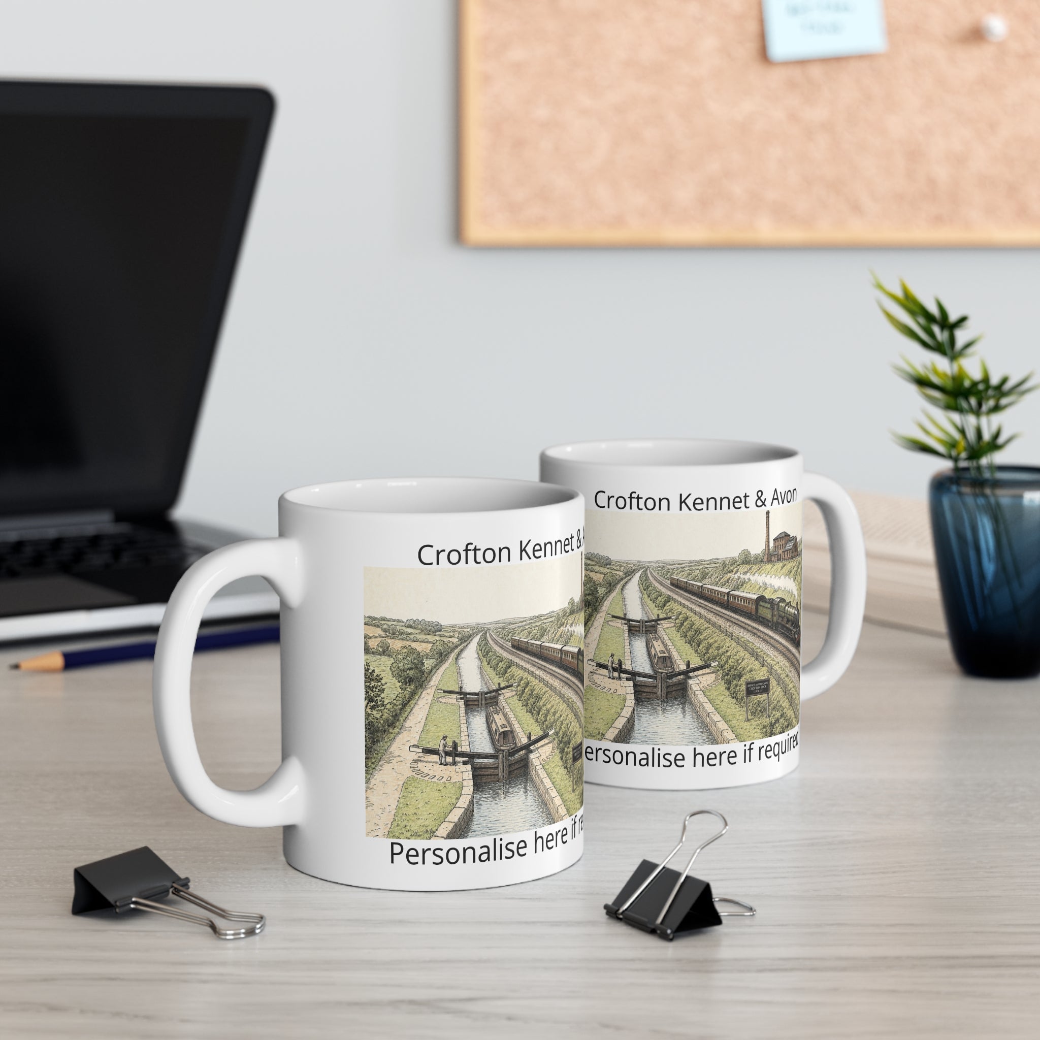 Personalised Crofton Kennet & Avon Vintage Railway & Canal Mug | Nostalgic Train & Lockscape Coffee Cup | Fat Boris Canal Collection Printify