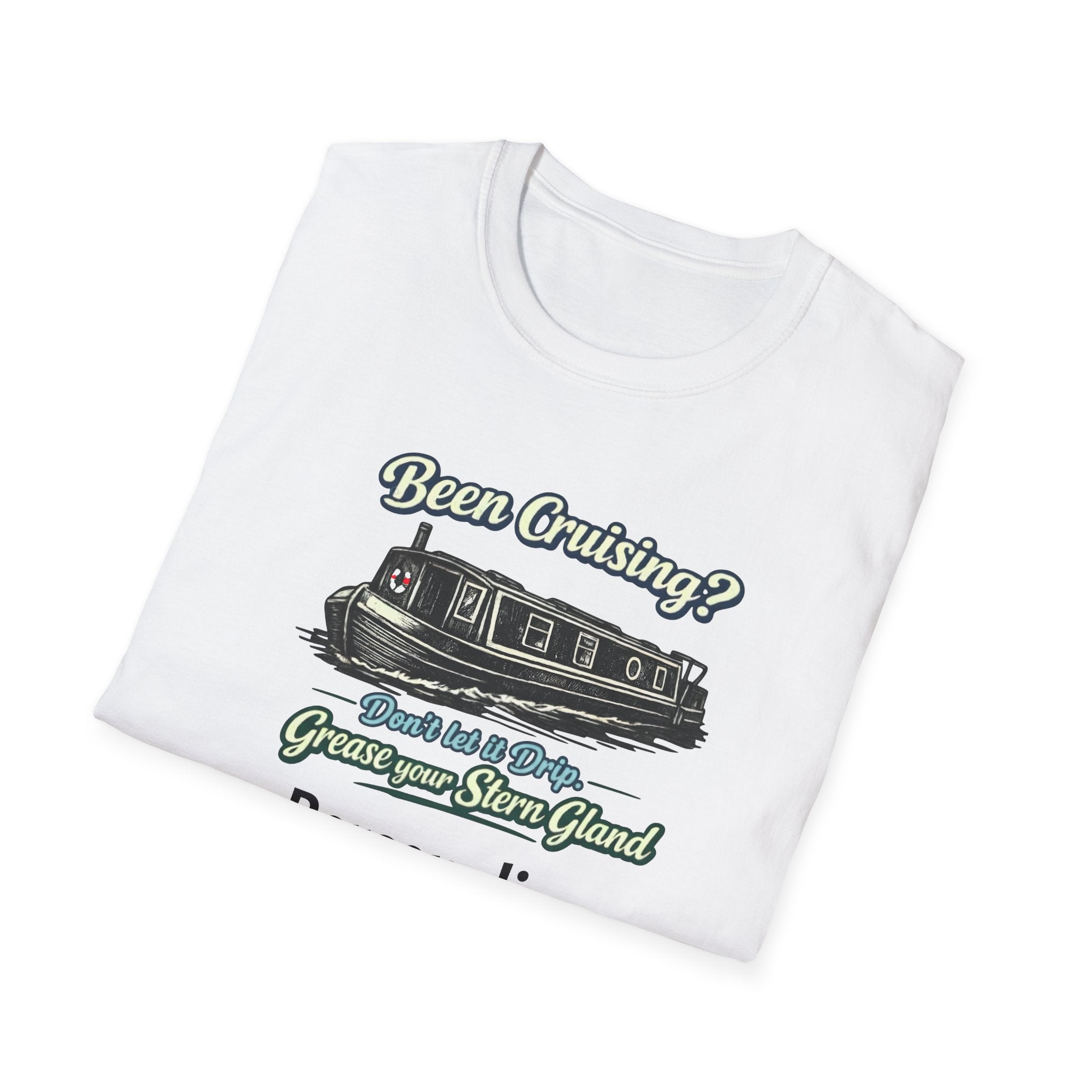 Personalised Canal Boating T-Shirt – “Grease Your Stern Gland” Funny Narrowboat Tee Printify