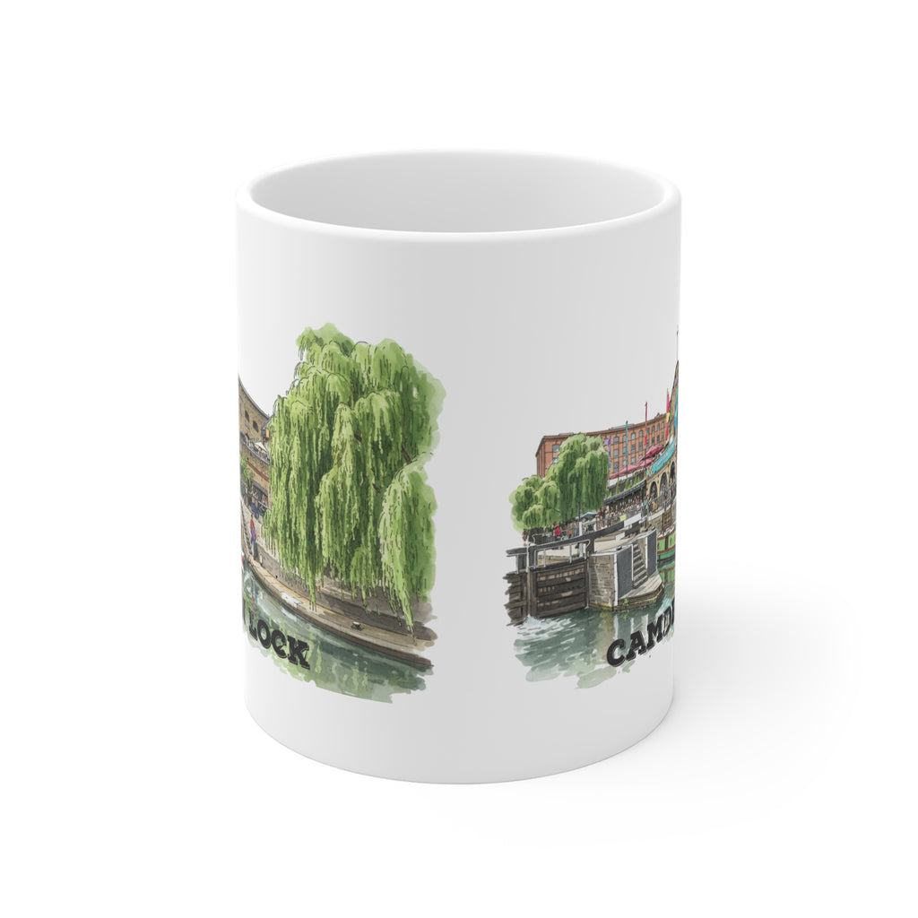 Camden Lock London Illustrated Mug — Scenic Canal Souvenir 11oz
