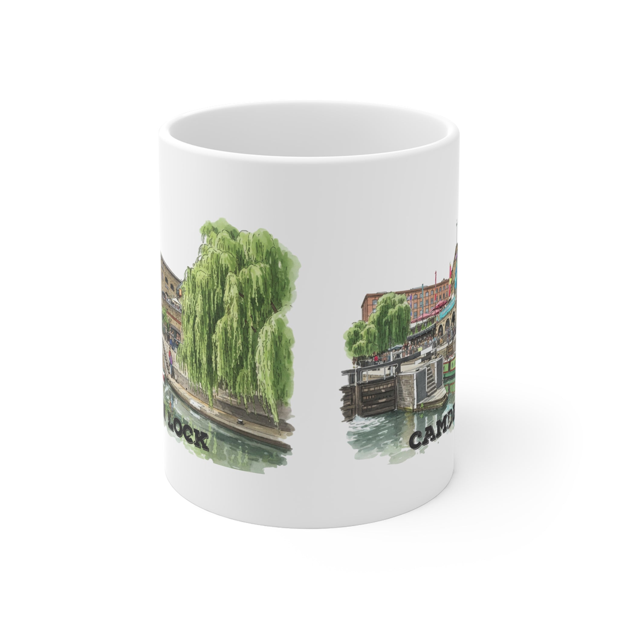 Camden Lock London Illustrated Mug — Scenic Canal Souvenir 11oz