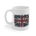 White mug with 'Free Speech Ain't So Free These Days' text design on a white background
