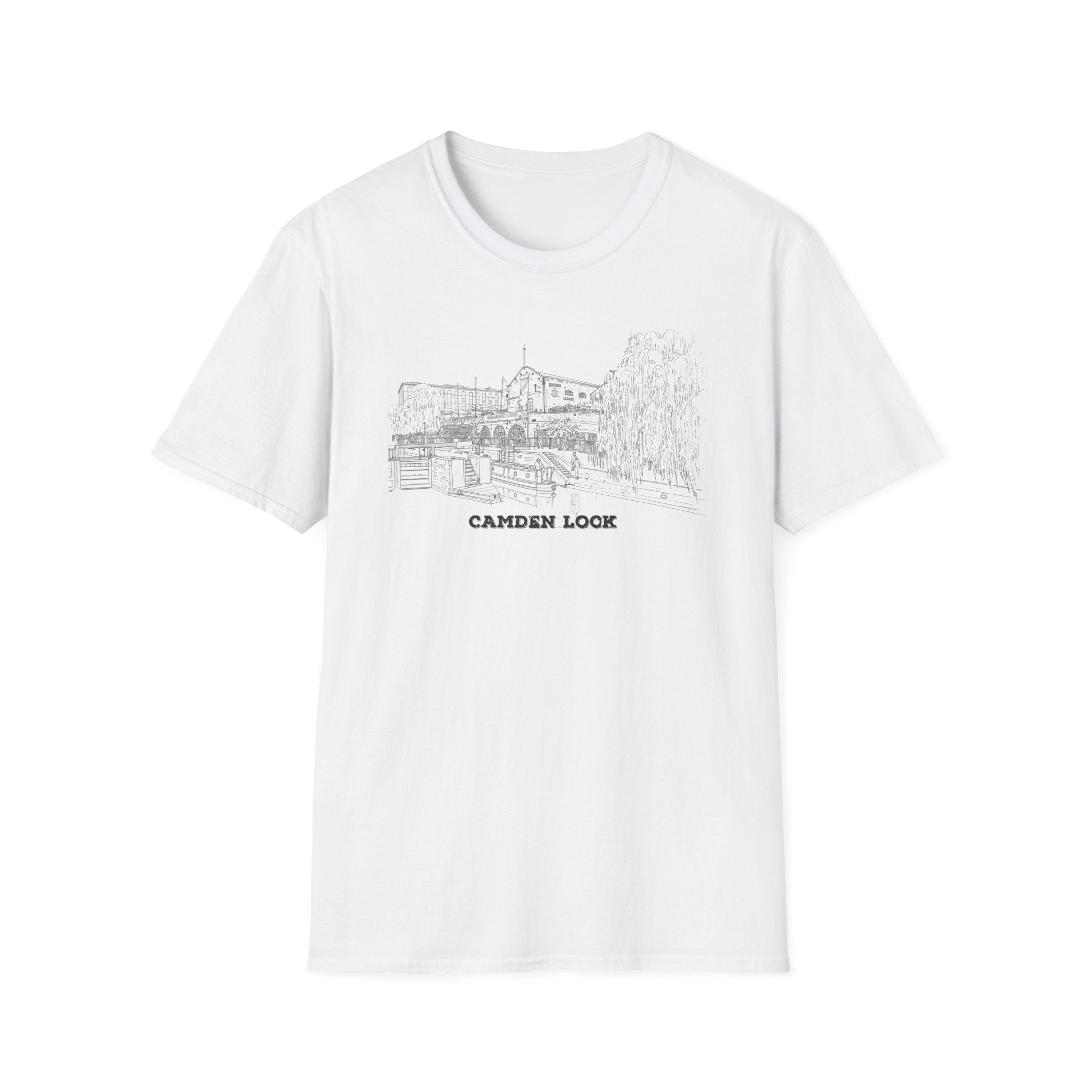 Camden Locks Sketch Tee — London 'Camden Locks' Scenic Canal view T-Shirt