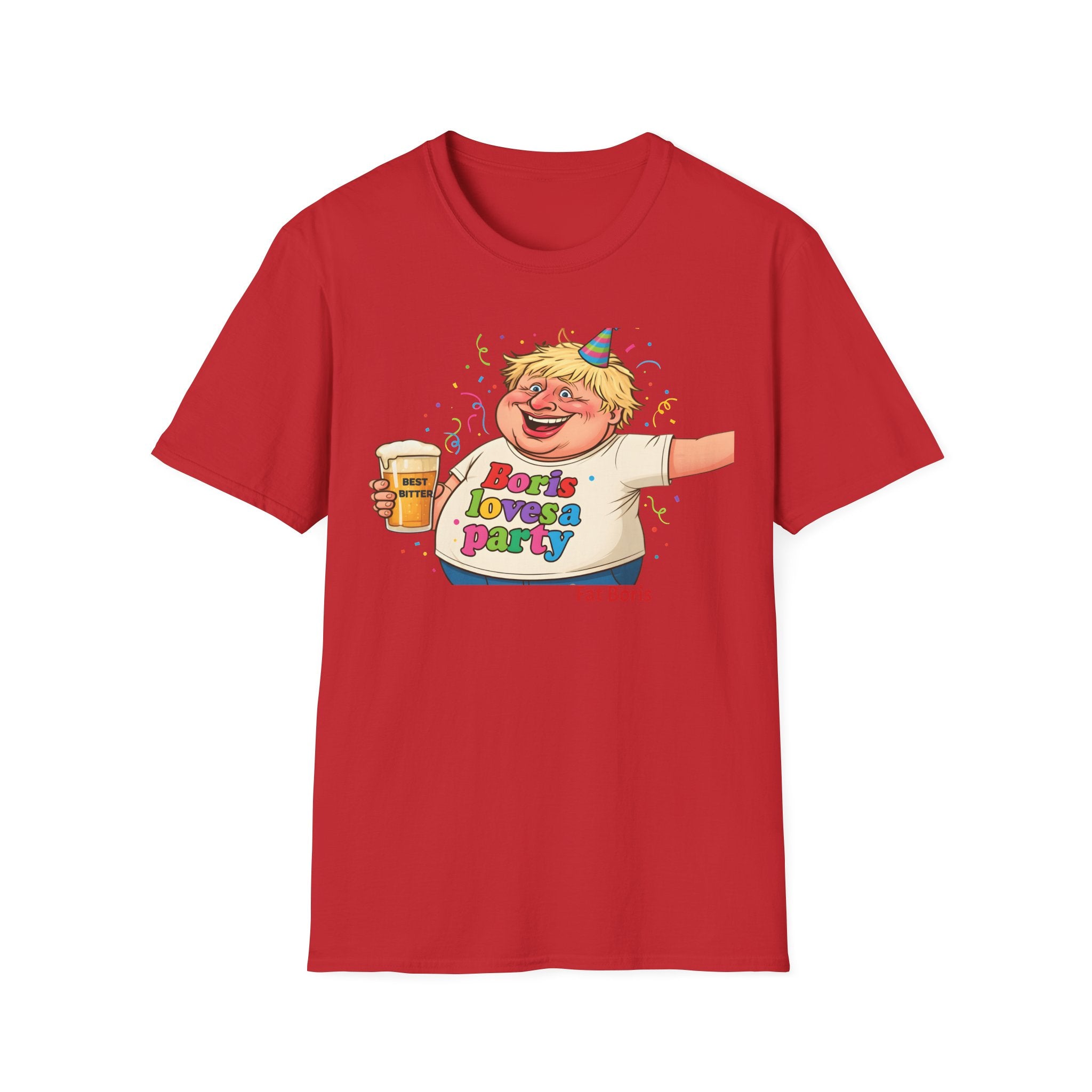 Fat Boris "Boris Loves A Party" T-Shirt uk  Boris Johnson political Satire