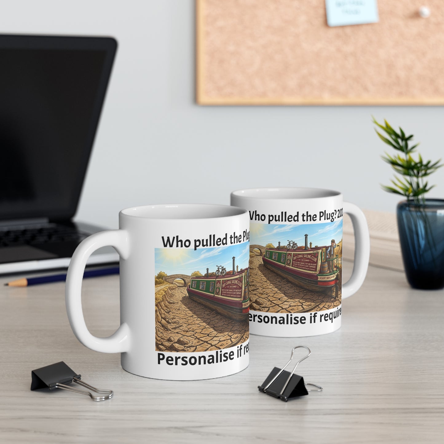 Personalised "Who Pulled the Plug? 2026" Funny Canal Narrowboat Mug | Printify