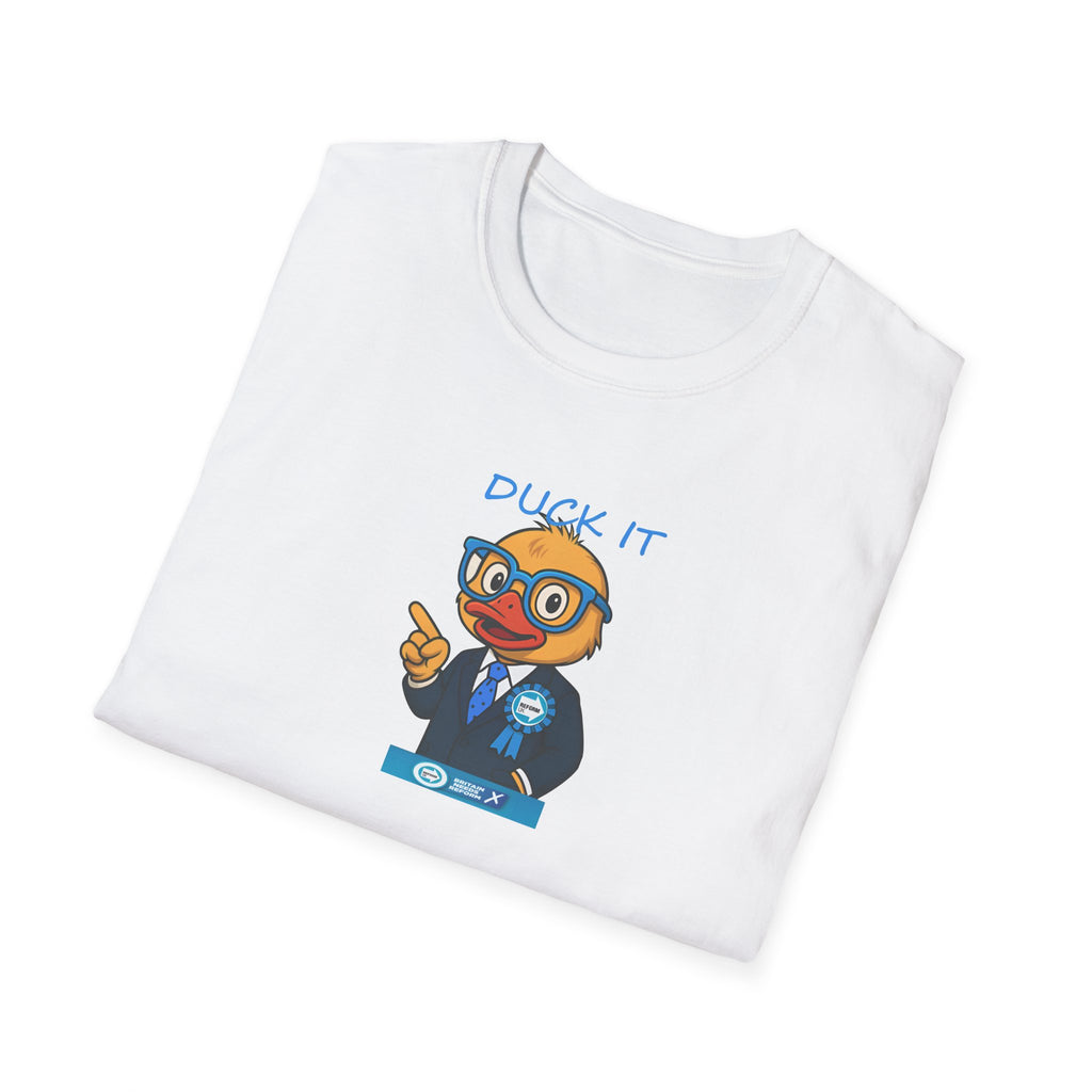 Vote Reform Duck It T‑Shirt — Funny Political Cartoon Duck (UK Reform)