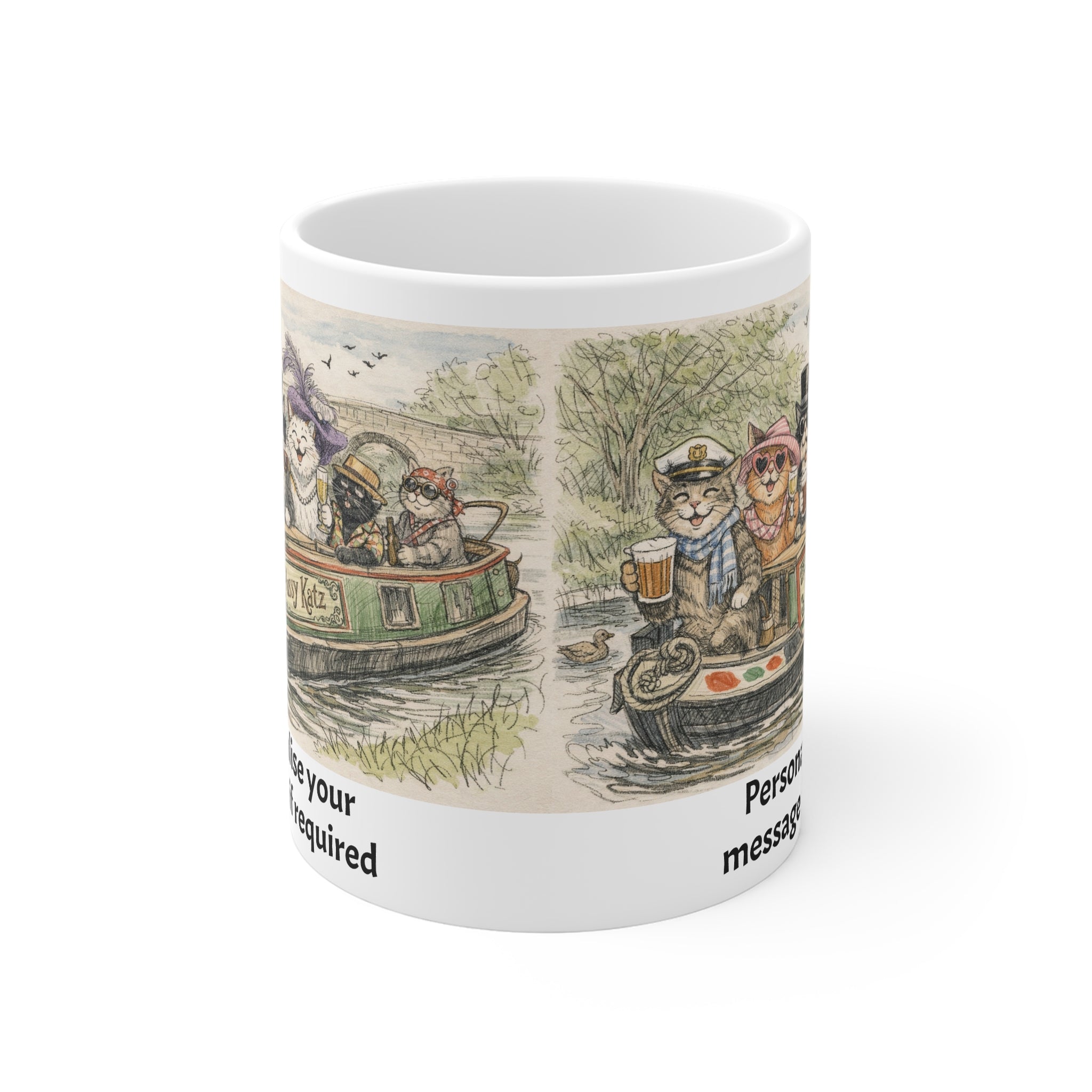The "Pussy Katz" Narrowboat Cats Coffee Mug- Cutomise Option 