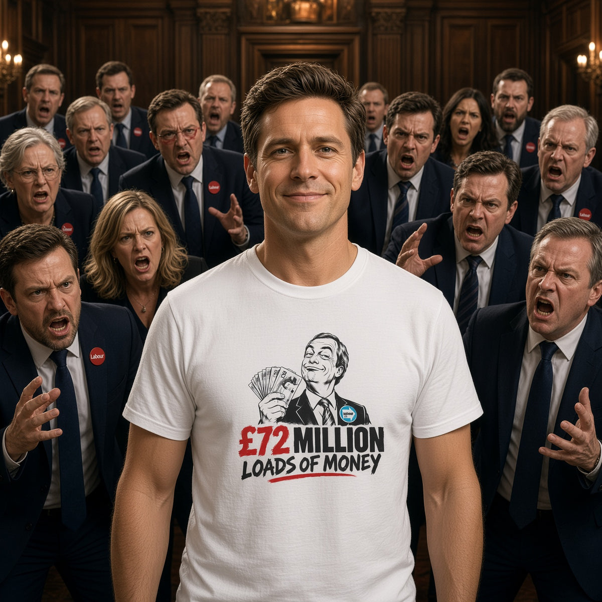 £72 Million Loads of Money Nigel Farage Political Satire T-Shirt