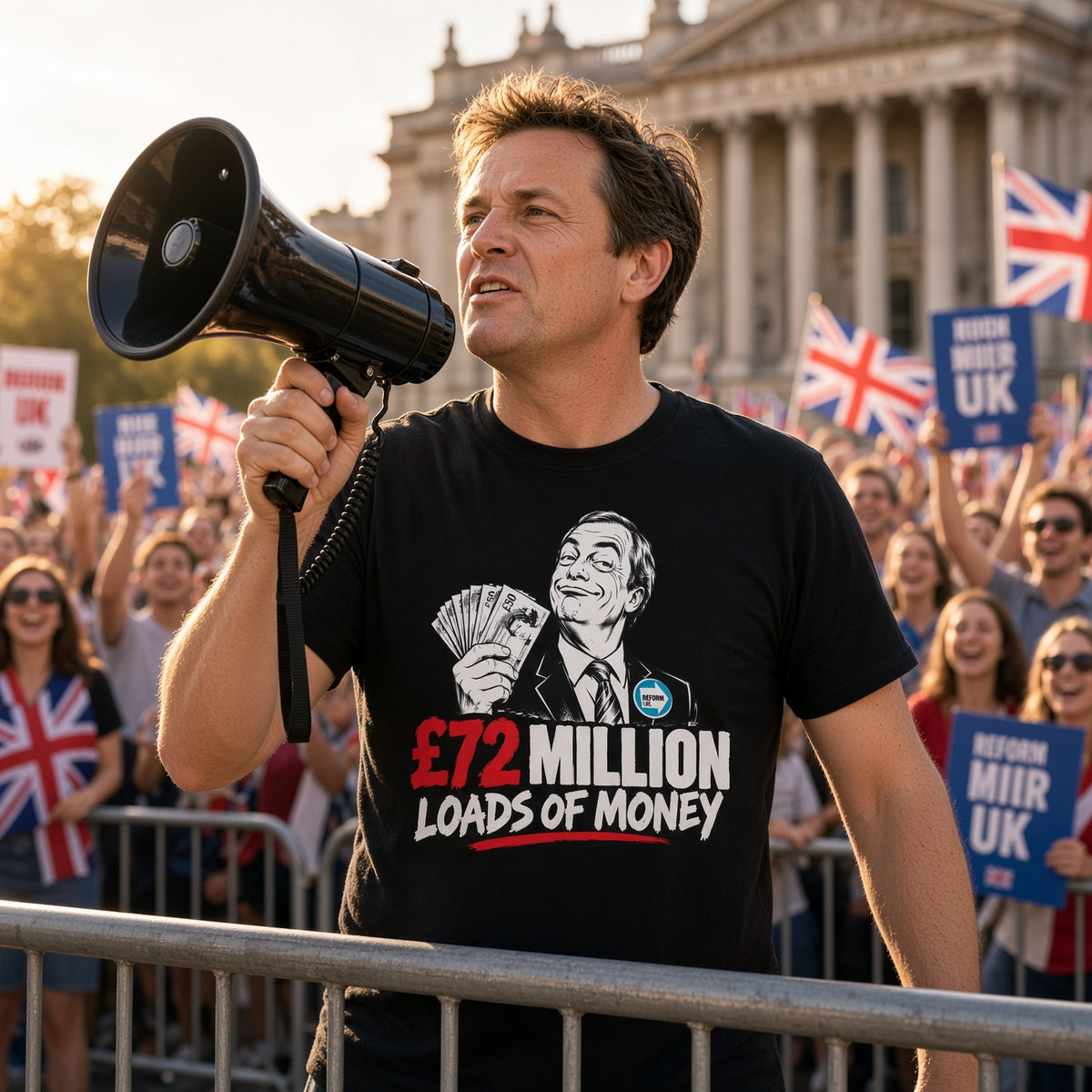 £72 Million Loads of Money Nigel Farage Political Satire T-Shirt