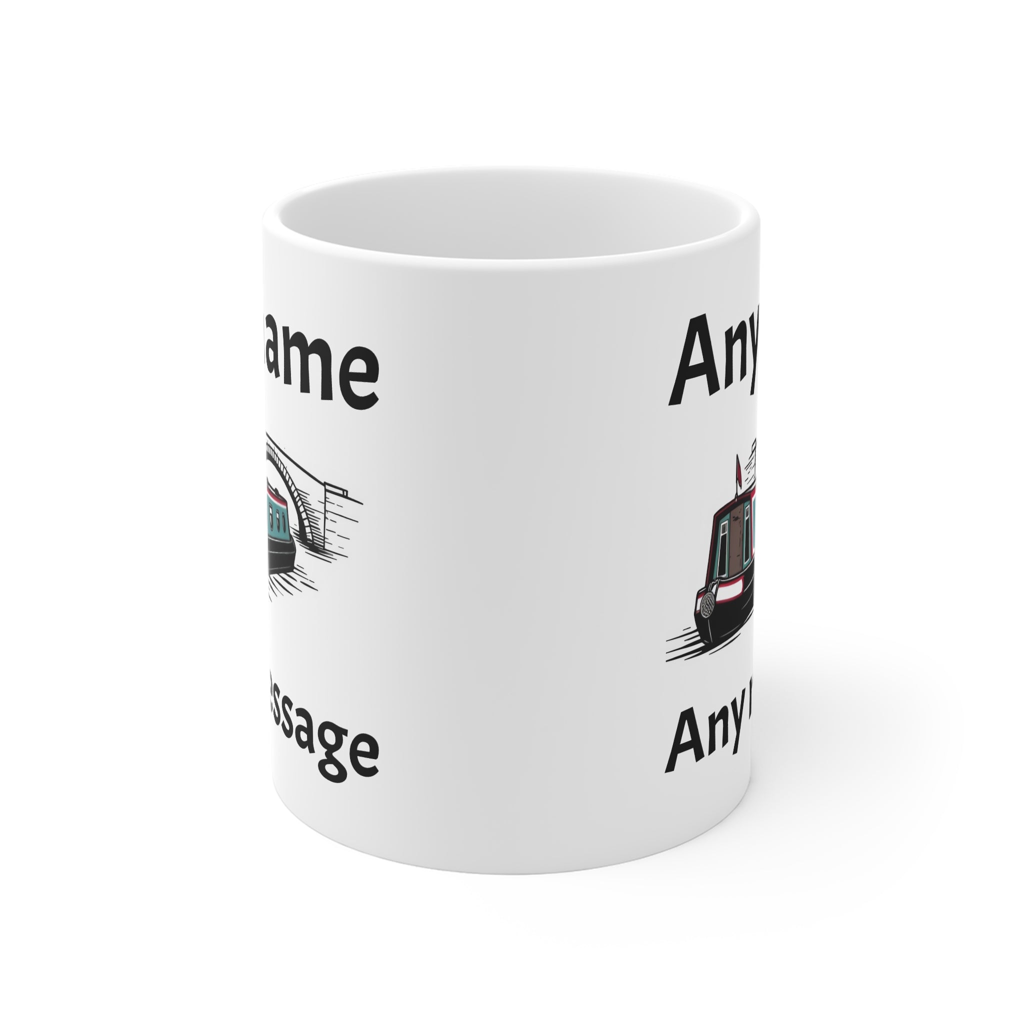 Customised Canal Narrowboat Mug – Personalised "Any Name, Any Message" 