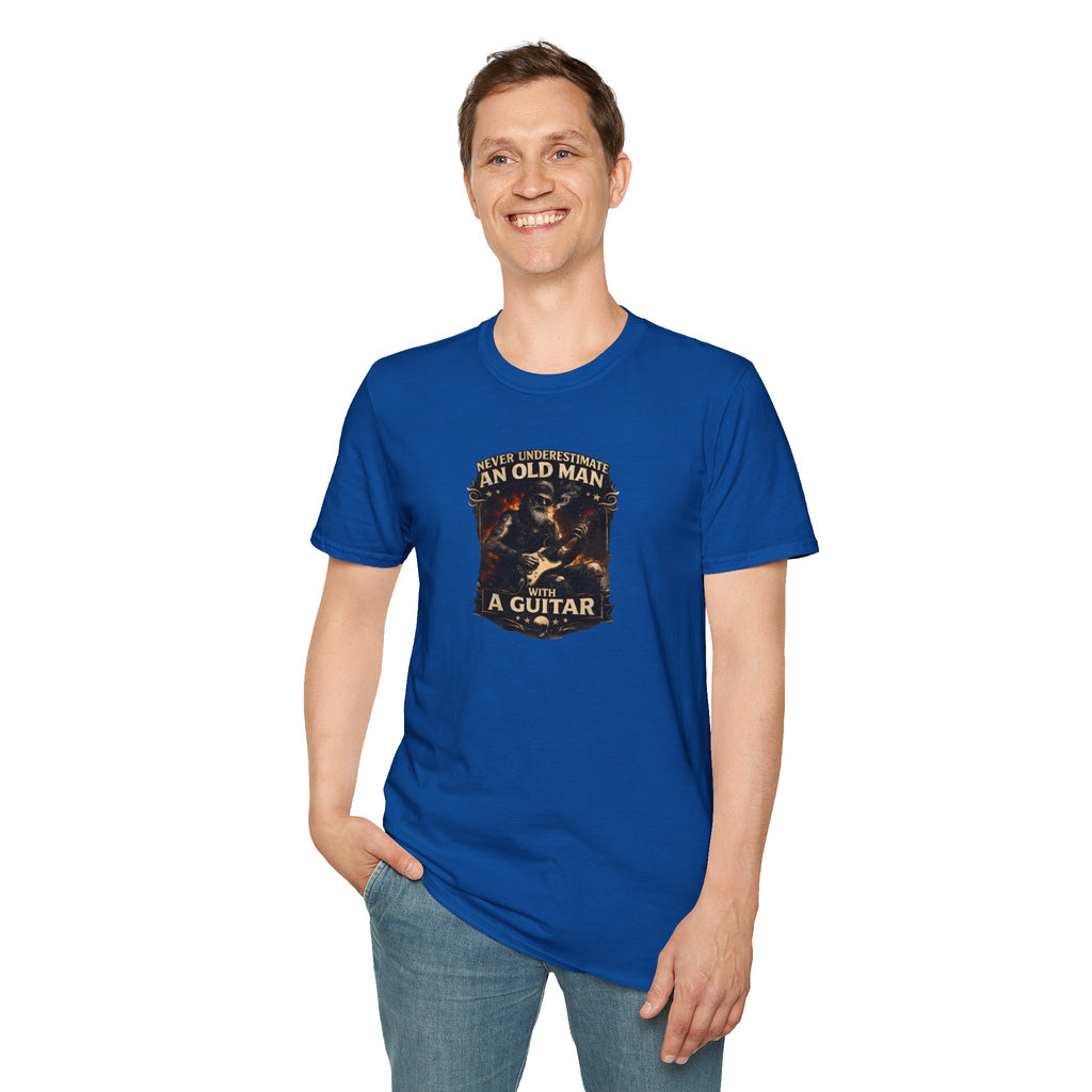 Never underestimate an old man with a guitar vintage rock guitarist t-shirt design
