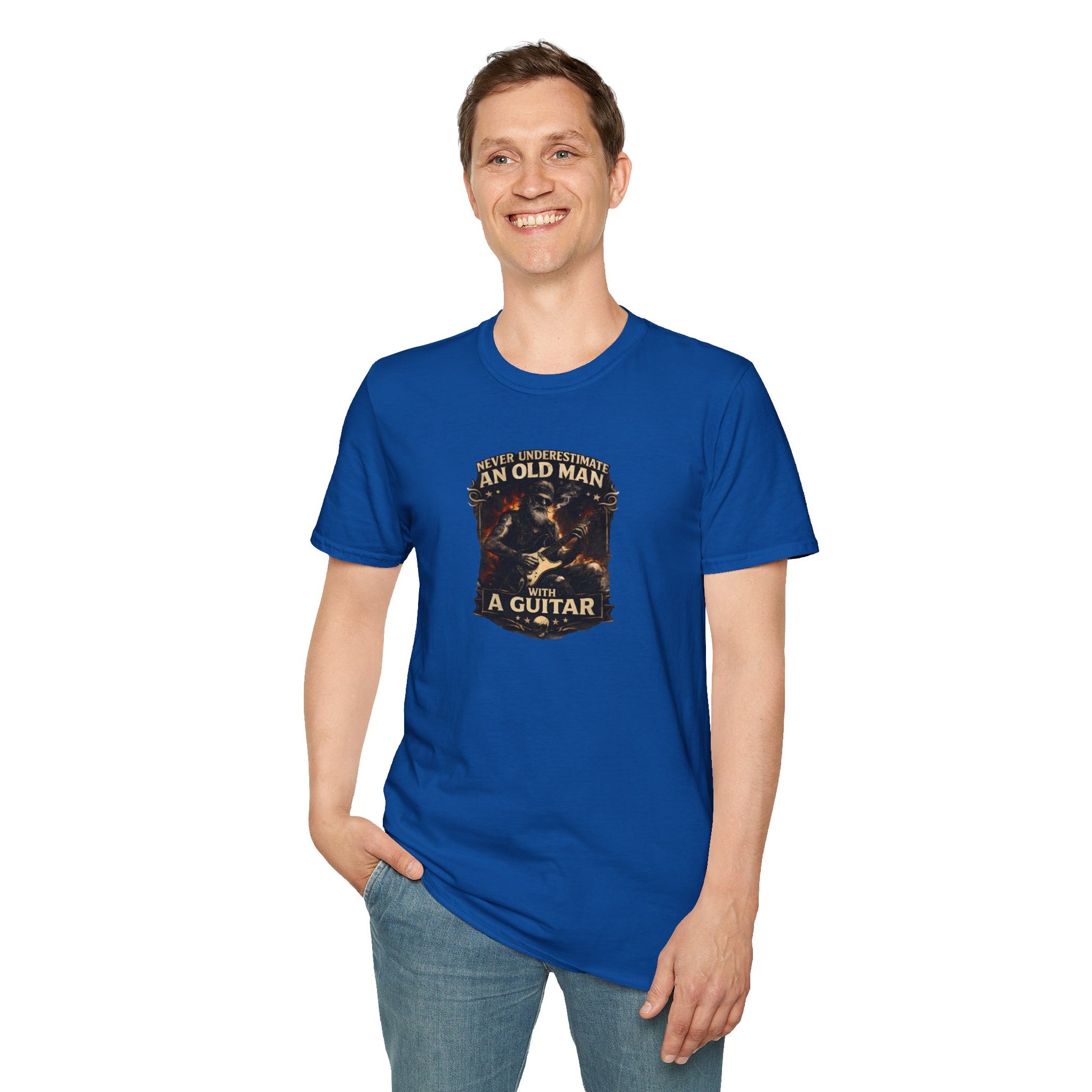 Never underestimate an old man with a guitar vintage rock guitarist t-shirt design