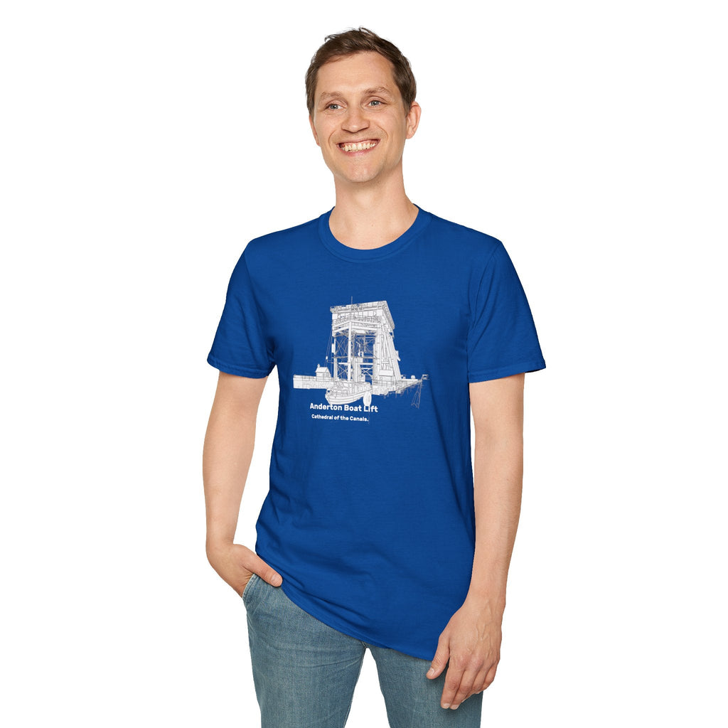 Anderton Boat Lift T-Shirt |  Cathedral of the Canals. canal landmark Printify