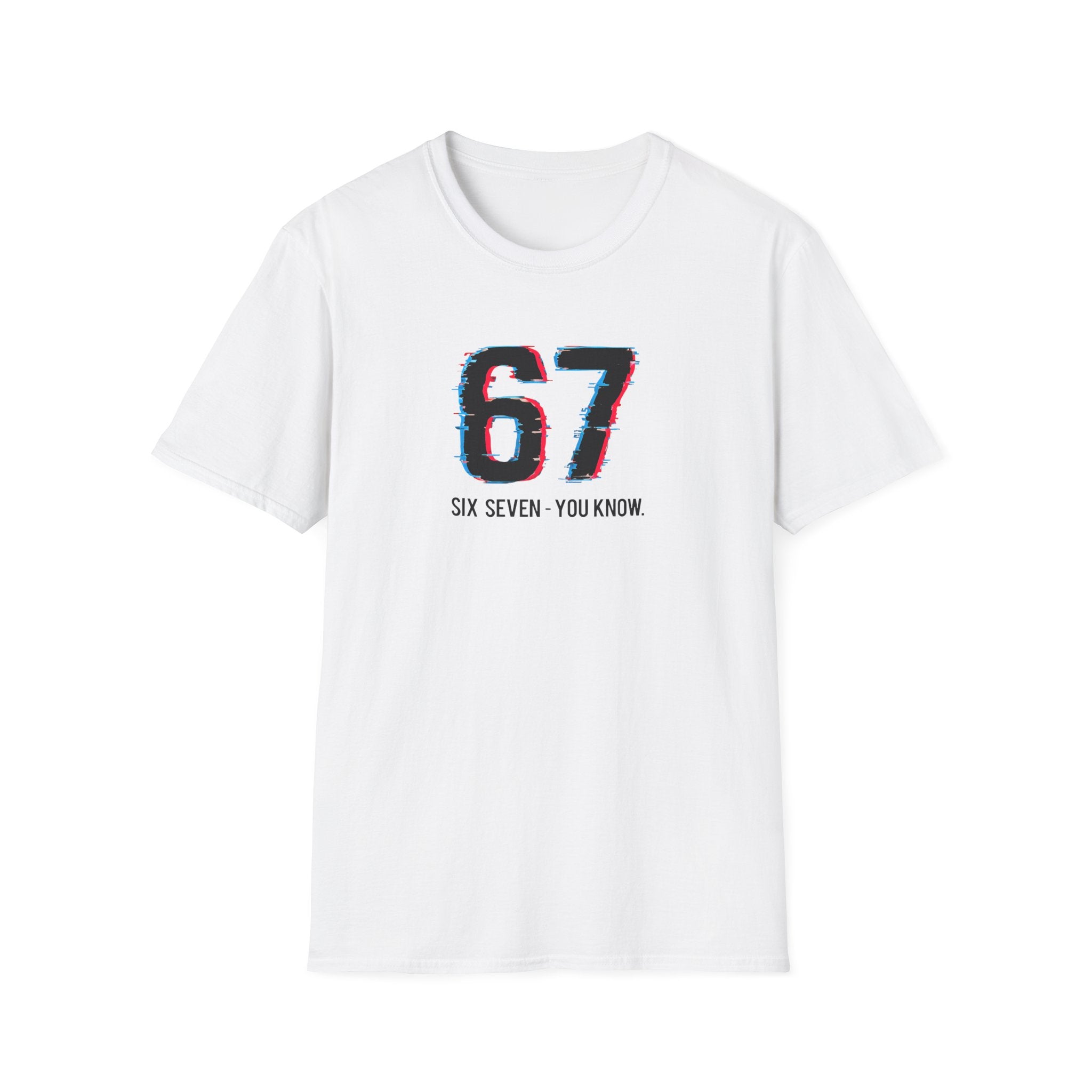 Glitch 6 7 Unisex Soft style white T-Shirt | Six Seven You Know Meme Tee | Viral Streetwear Graphic 