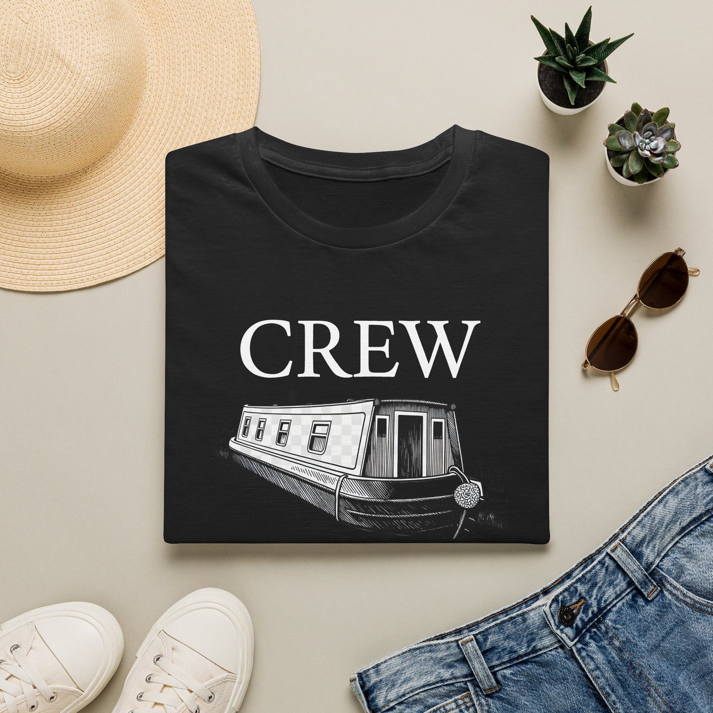 Crew Canal Boat T-Shirt — Personalized Narrowboat Crew Tee Printify