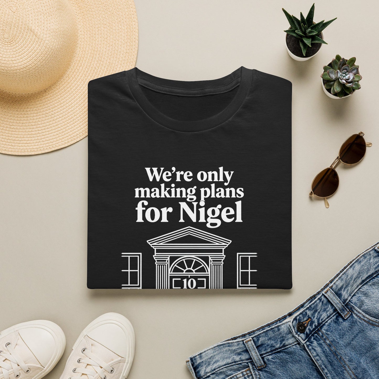 We're Only Making Plans for Nigel – 10 Downing Street T-Shirt | Fat Boris Political Collection Printify
