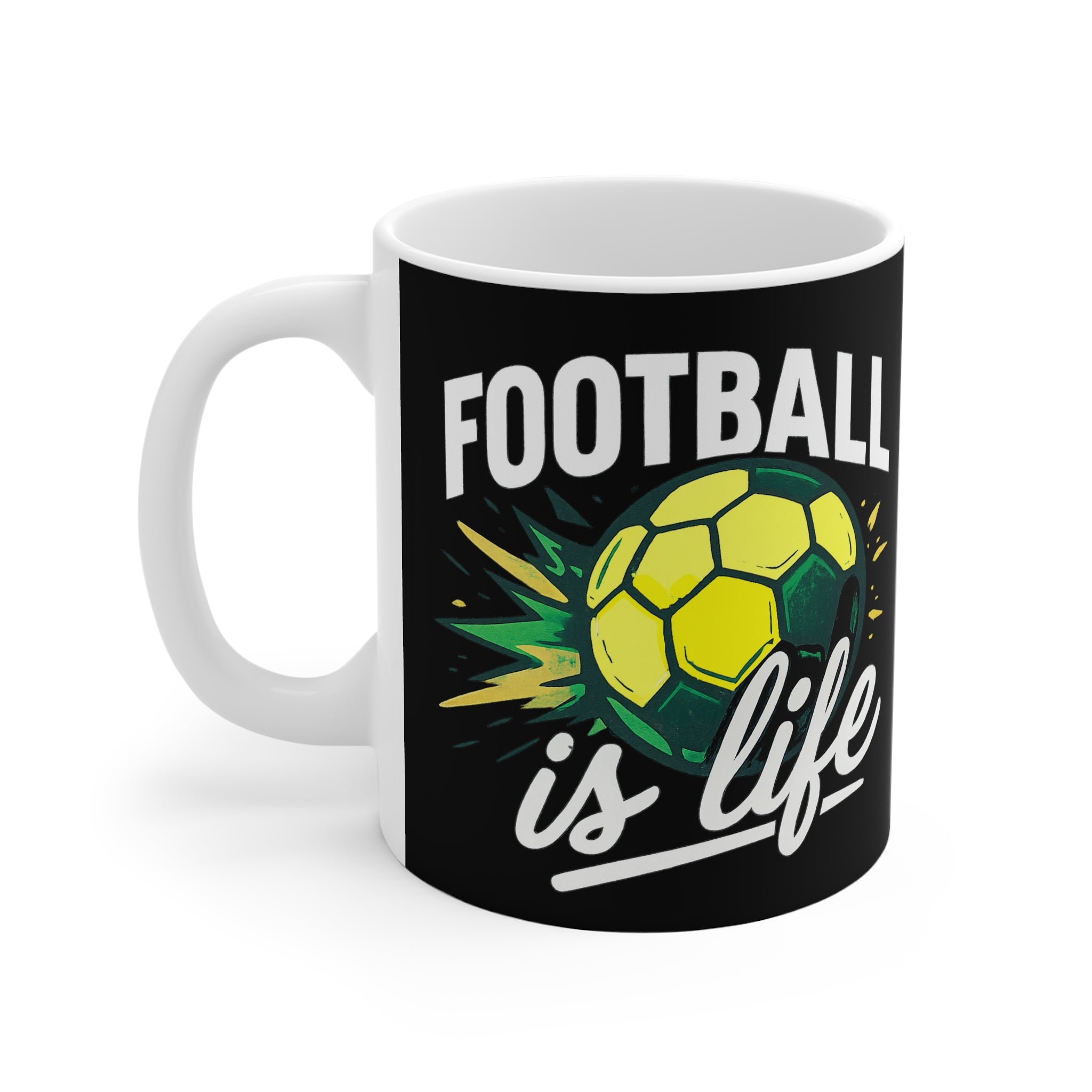 Football Is Life 11oz Mug — Soccer Fan Coffee Cup, Gift for Players & Supporters
